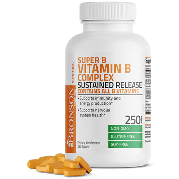 Bronson Super B Vitamin B Complex Sustained Slow Release Vitamin B1, B2, B3, B6, B9 Bronson buy supplements canada