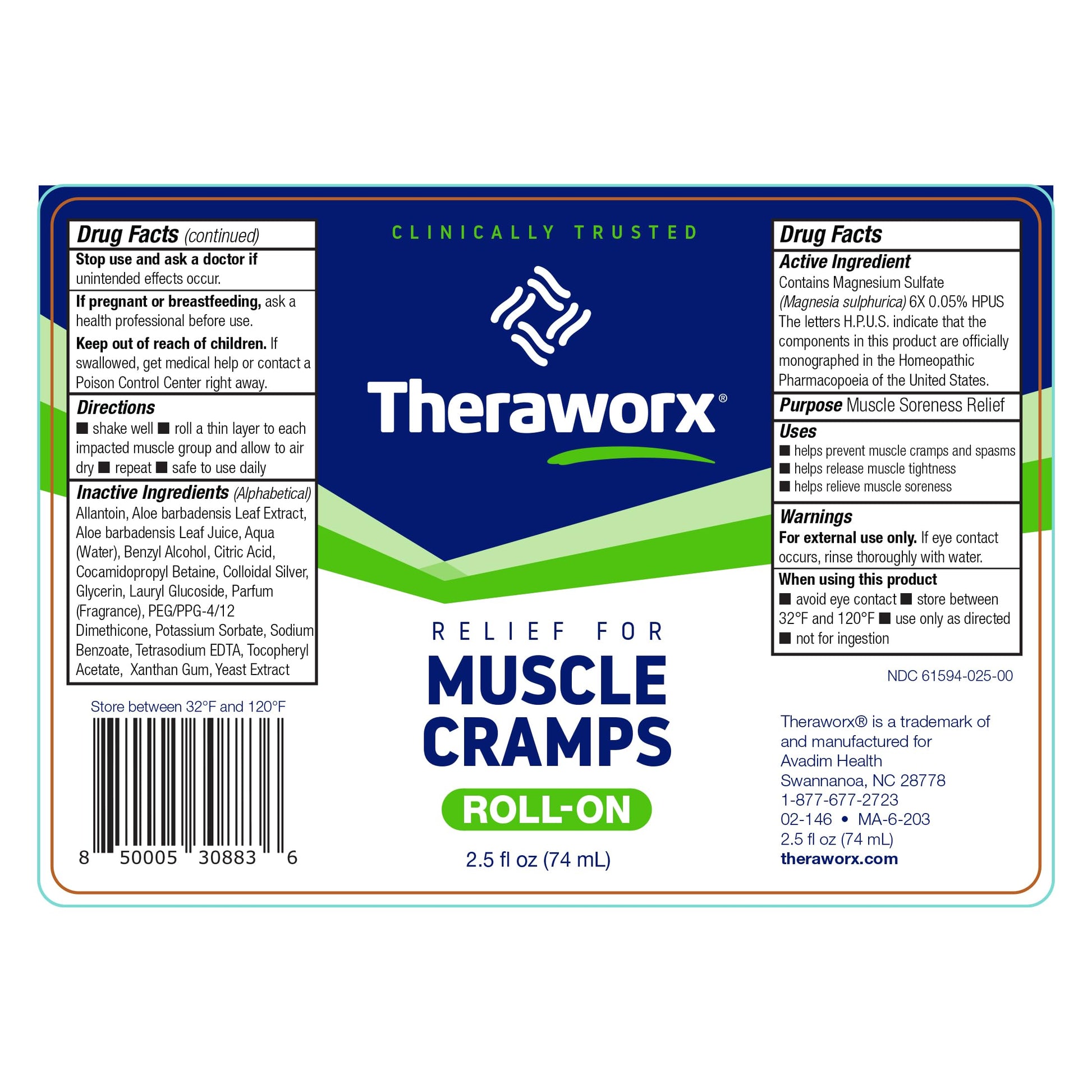 Theraworx Relief for Muscle Cramps Roll-On Fast-Acting Muscle Spasm, Leg Soreness with Magnesium Sulfate - 2.5 oz - 1 Count Theraworx buy supplements canada