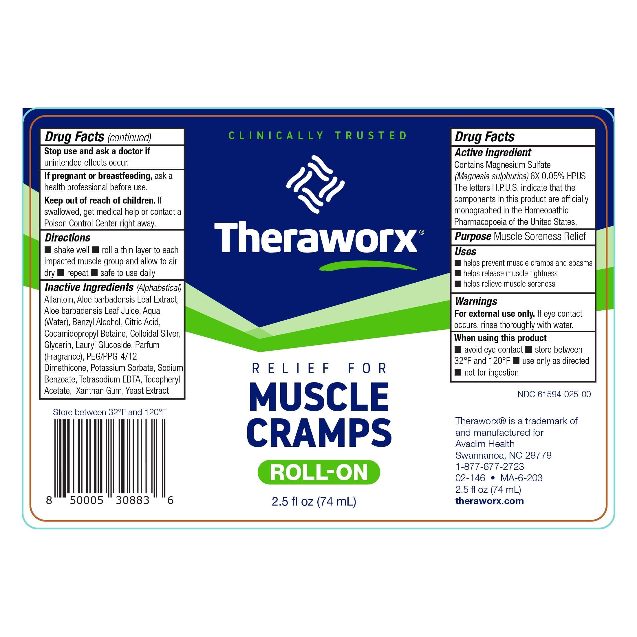 Theraworx Relief for Muscle Cramps Roll-On Fast-Acting Muscle Spasm, Leg Soreness with Magnesium Sulfate - 2.5 oz - 1 Count Theraworx buy supplements canada