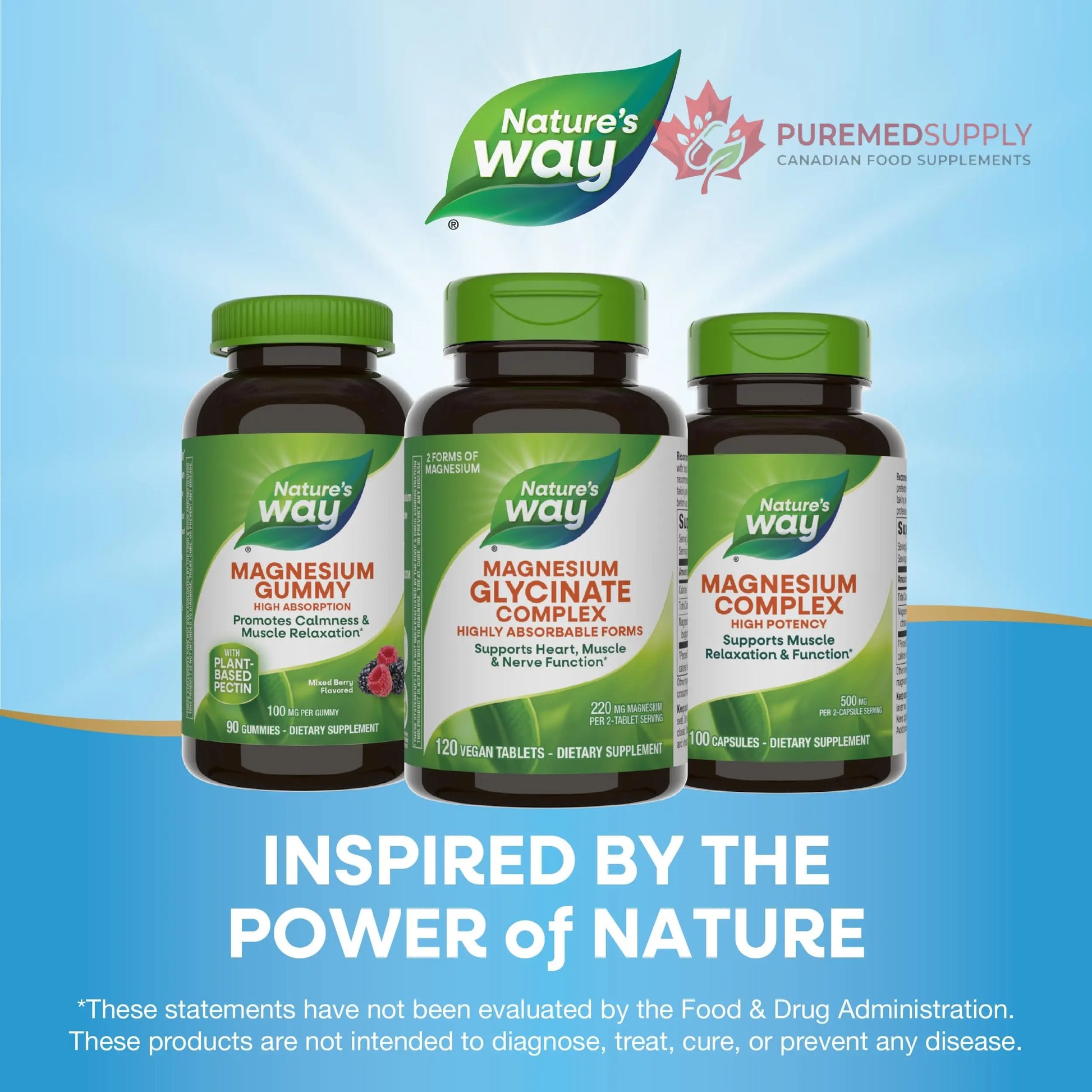 Nature's Way Magnesium Glycinate Complex, Supports Heart, Muscle, Nerve Function*, Highly Absorbable, 220 mg per 2-Tablet Serving, No Gluten, Vegan, 120 Tablets Nature's Way buy supplements canada