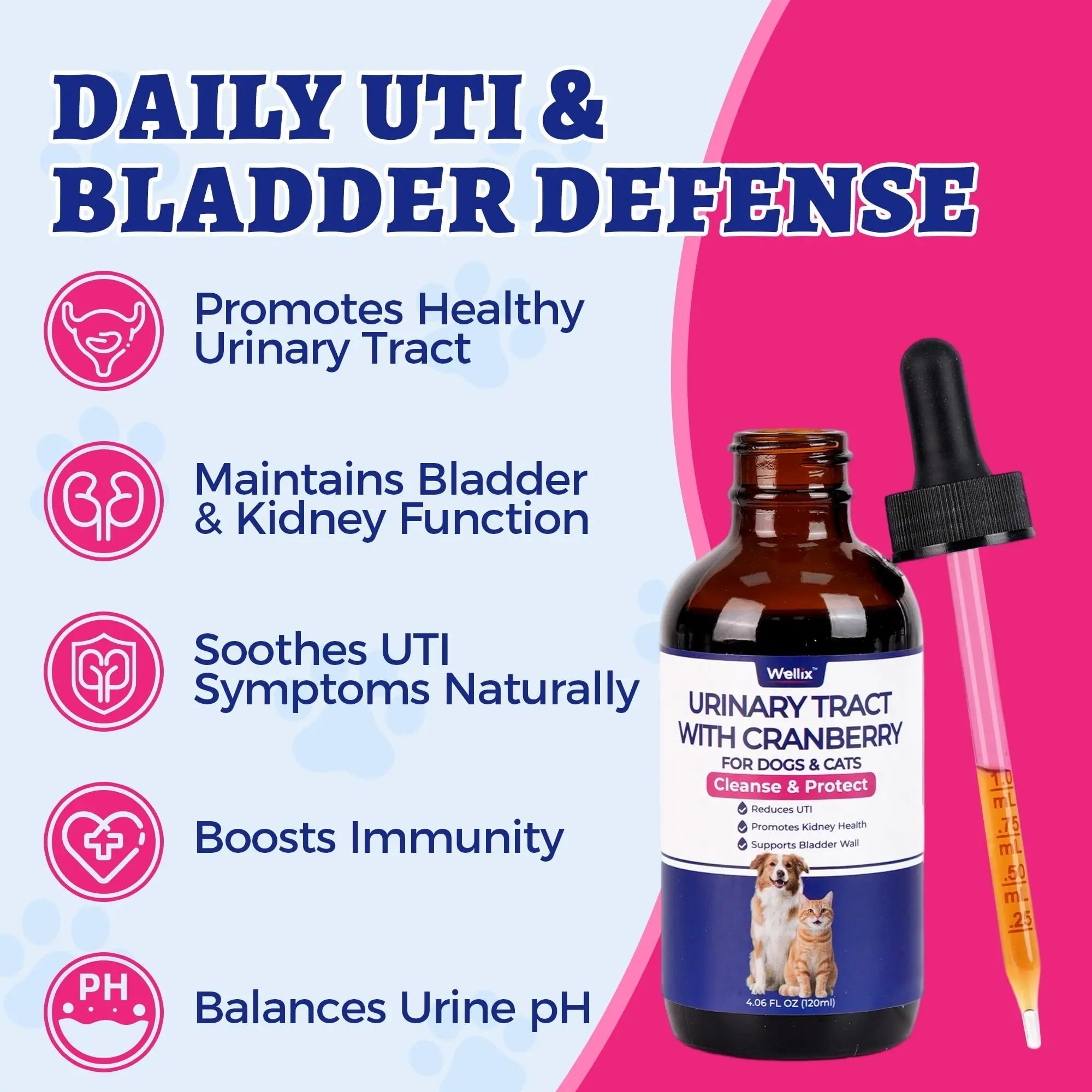 4oz Wellix Natural Cat & Dog UTI Treatment Drops,Cat & Dog Urinary Tract Infection Treatment - Cranberry & D-Mannose for Dogs & Cats - Kidney Health Supplement Wellix buy supplements canada