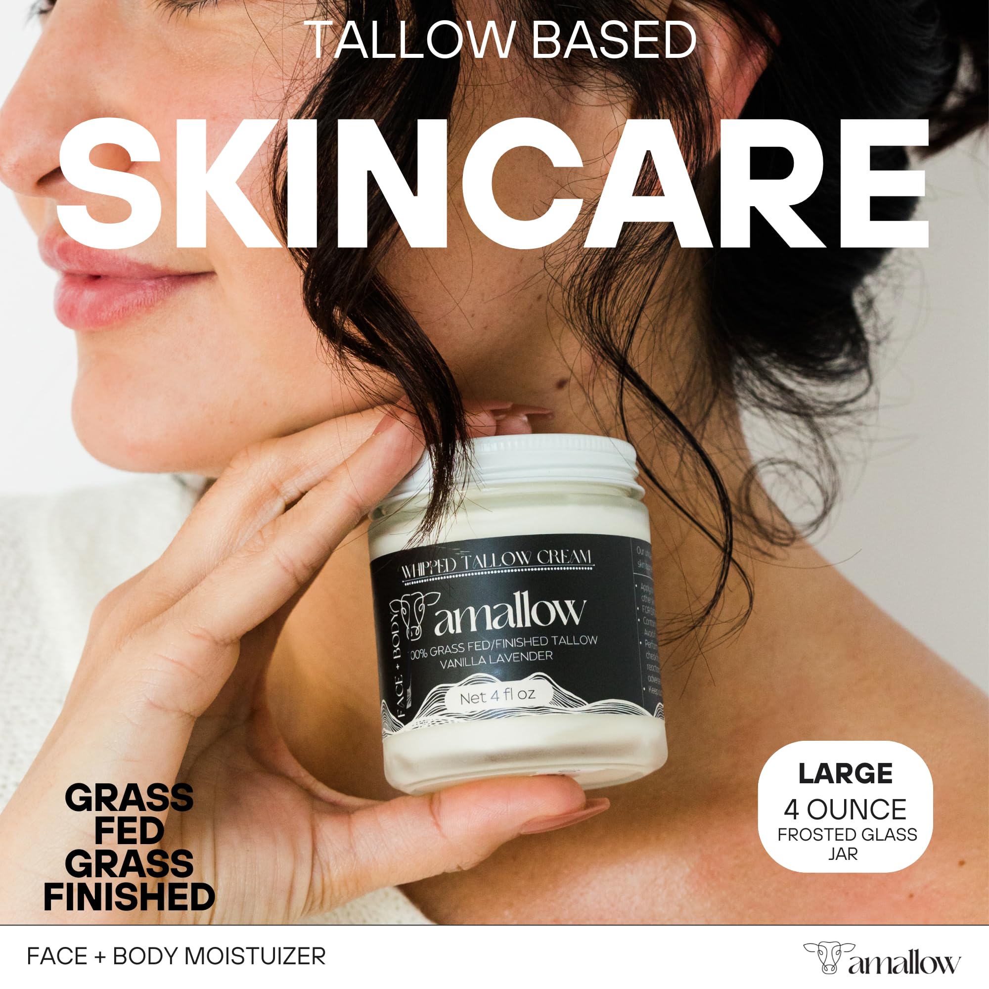 Amallow 100% Grass Fed Beef Tallow for Skin Care - Face + Body - Whipped Moisturizer - Natural Lotion, 4 FL. oz. (Vanilla Lavender) Amallow buy supplements canada