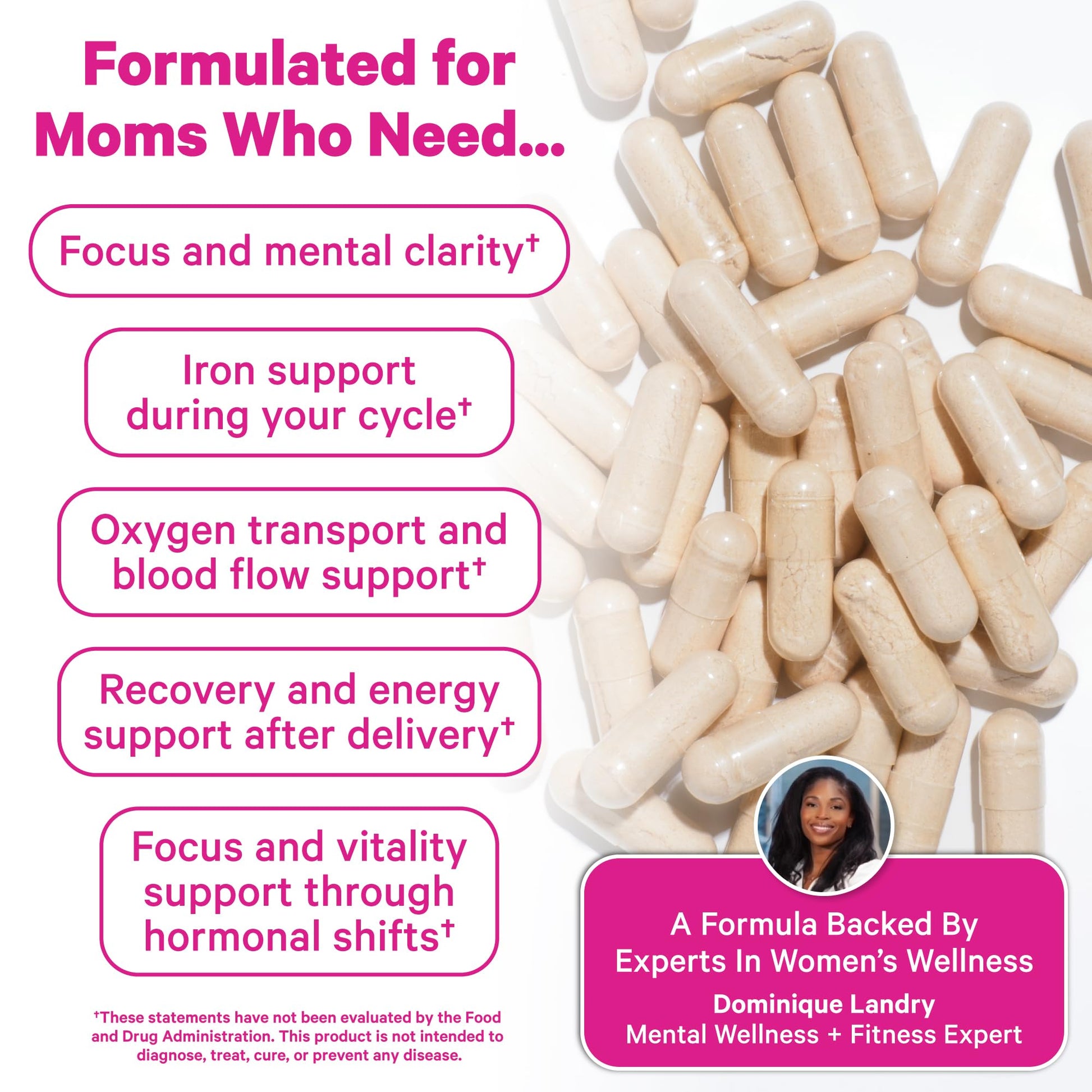 Pink Stork Iron for Women – 18 mg Non-Constipating Iron Bisglycinate + Vitamin C for Optimal Absorption – Energy, Focus, & Oxygen Supply – PMS, Pregnancy, Postpartum & Perimenopause - 60 Capsules Pink Stork buy supplements canada