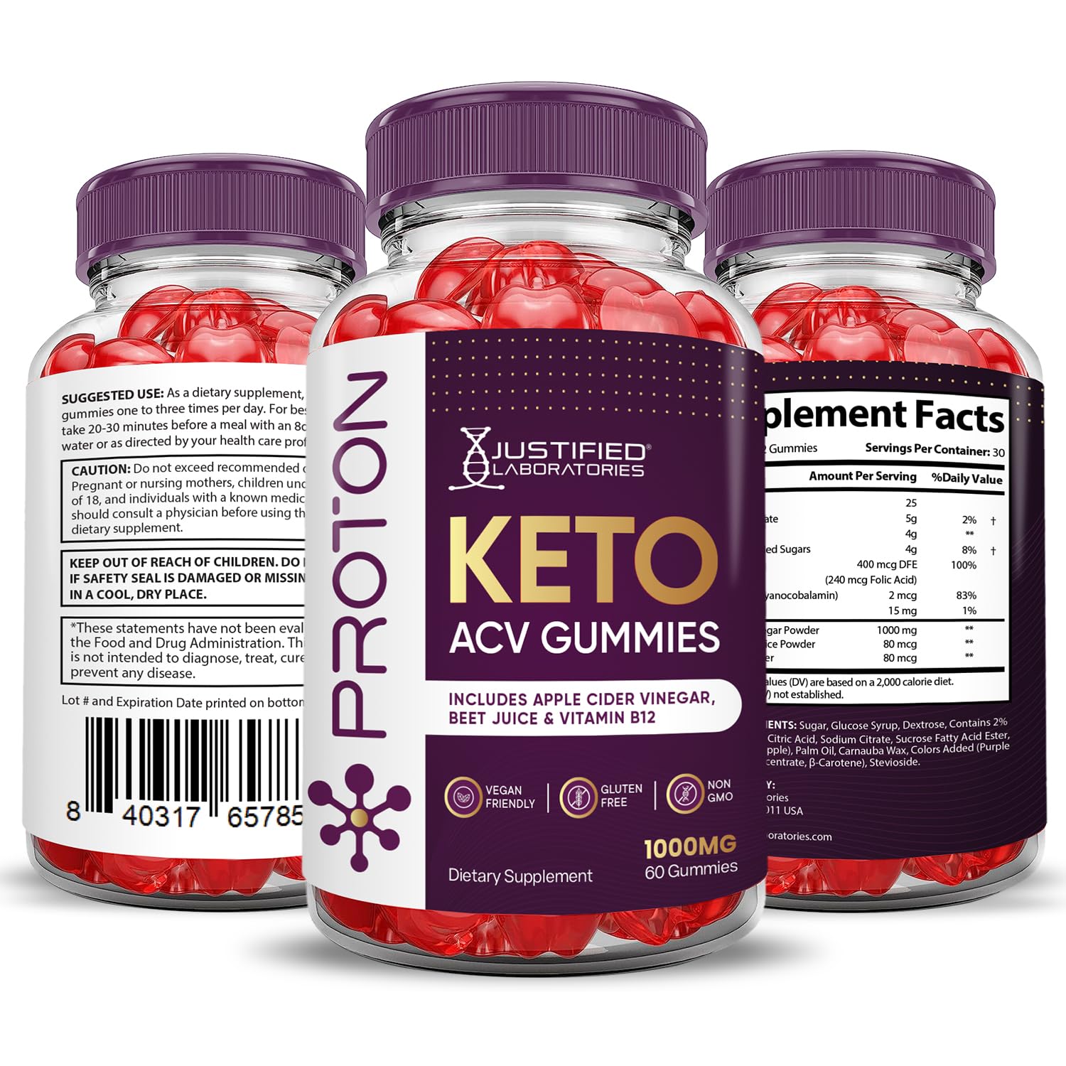 (3 Pack) Proton Protein Keto ACV Gummies Advanced Formula 1000MG Proton Keto Justified Laboratories buy supplements canada