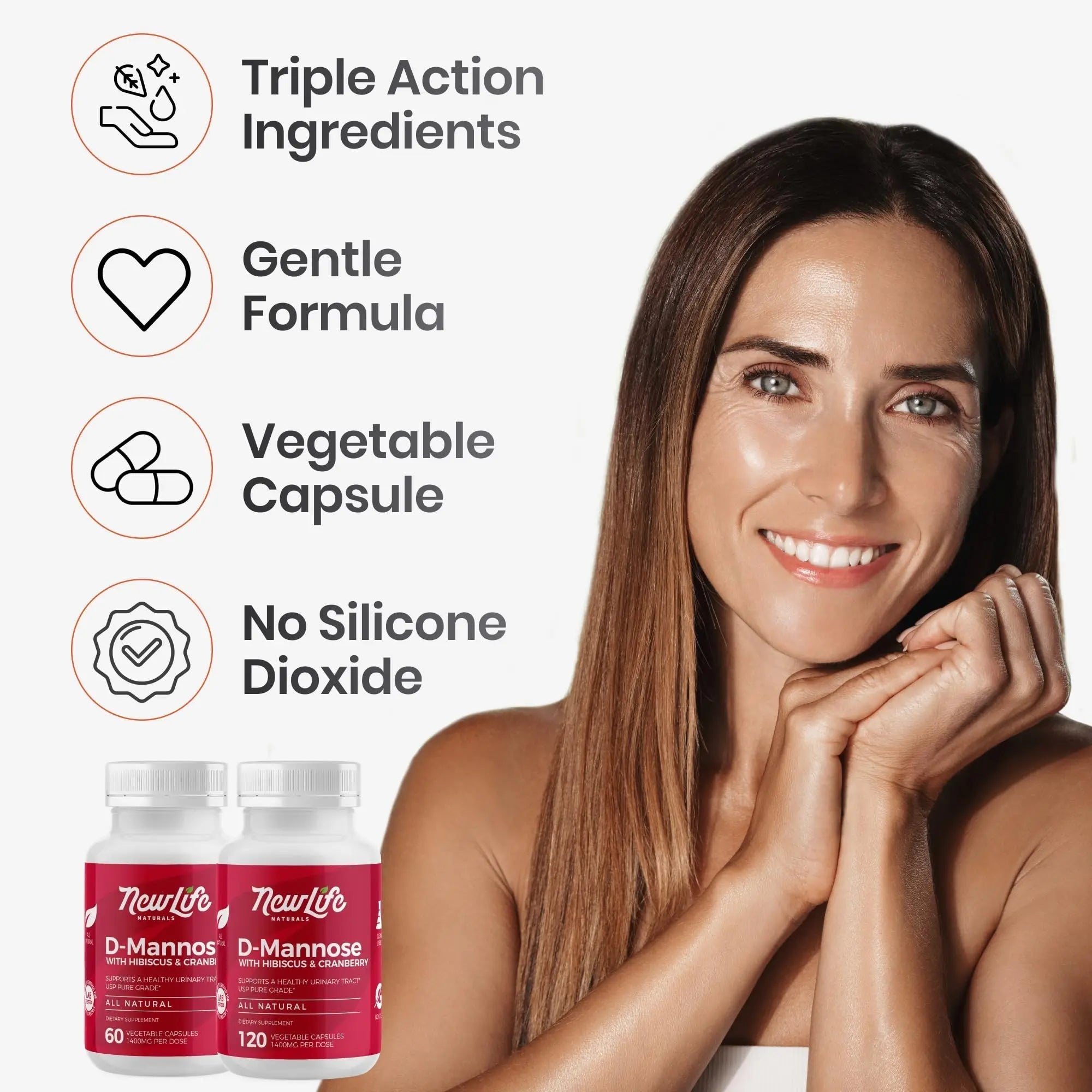NewLife Naturals D-Mannose Capsules | w/Cranberry and Hibiscus Extracts | Natural Urinary Tract Health Supplement | 1400mg Pure Veggie Powder | 60 Veggie Capsules NewLife Naturals buy supplements canada