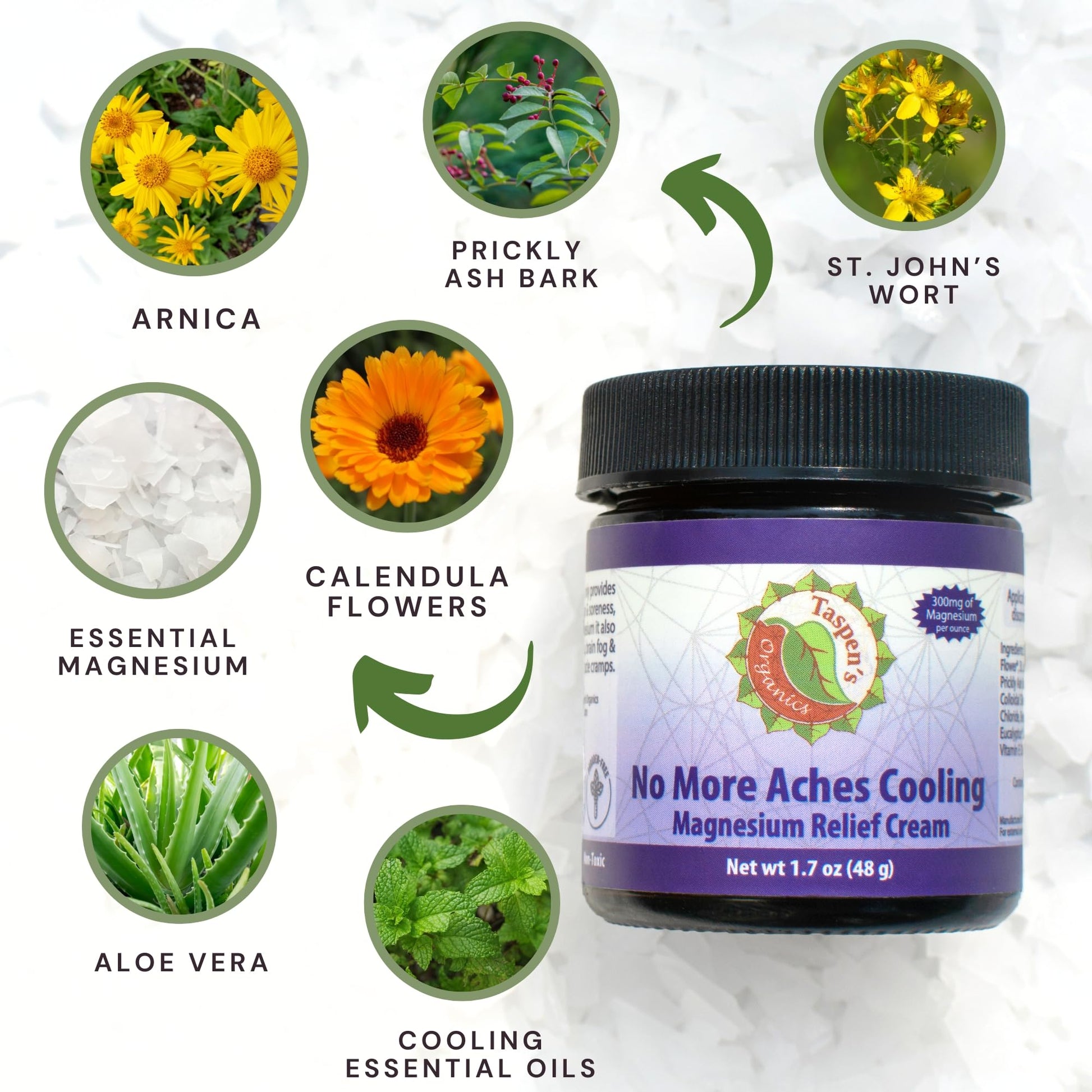 Taspen’s Organics Magnesium No More Aches Cooling Cream – Topical Magnesium Cream for Muscle Relief, Sore Muscles & Post-Workout Recovery with Arnica, Herbs & Essential Oils Taspen's Organics buy supplements canada