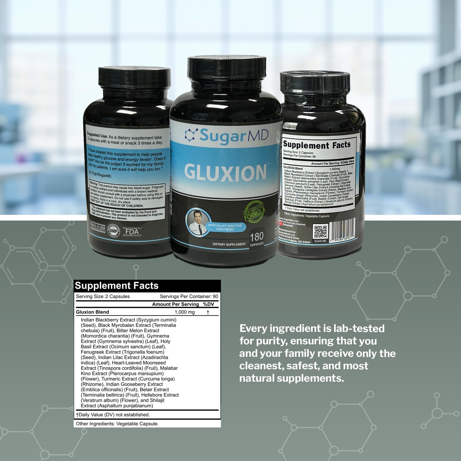 SugarMD GLUXION 3X Strength Formula | Advanced Botanical & Nutrient Blend for Spike Control| Vegan, Non-GMO, 180 Capsules SugarMD buy supplements canada
