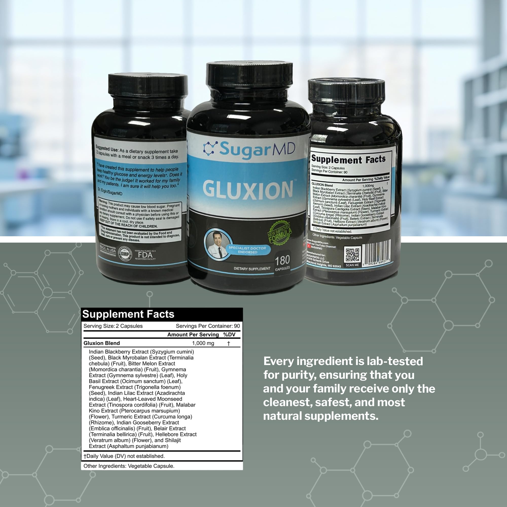 SugarMD GLUXION 3X Strength Formula | Advanced Botanical & Nutrient Blend for Spike Control| Vegan, Non-GMO, 180 Capsules SugarMD buy supplements canada