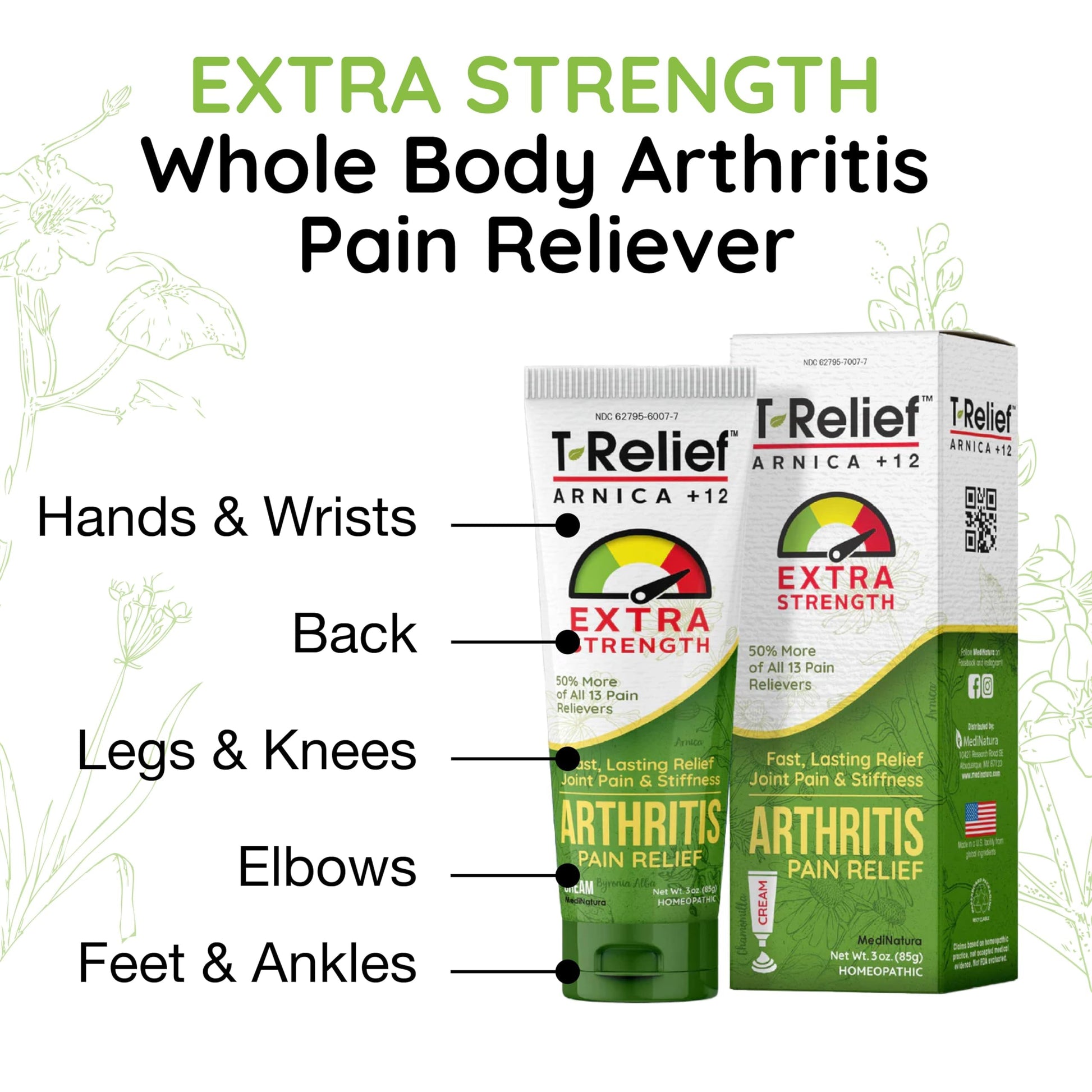 T-Relief Extra Strength Arthritis Cream Arnica +12 Pain Relieving Natural Medicines Help Soothe Soreness Stiffness Aches & Pains in Joints Naturally - 3 oz MediNatura buy supplements canada