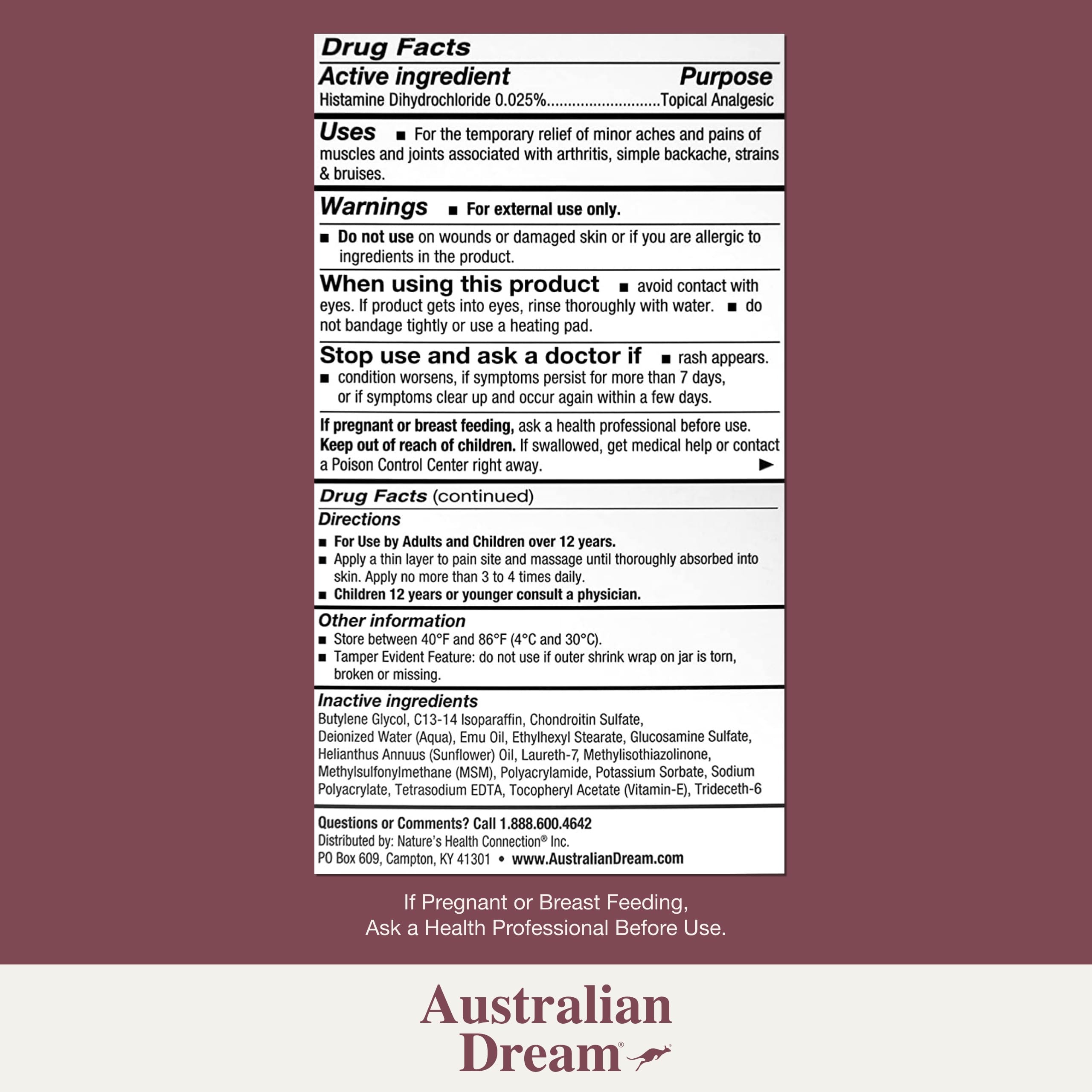 Australian Dream Arthritis Pain Relief Cream - Soothing & Non-Greasy - Powerful Topical Arthritis Pain Relief - Good for Muscle Aches or Joints - 4 oz Jar Australian Dream buy supplements canada