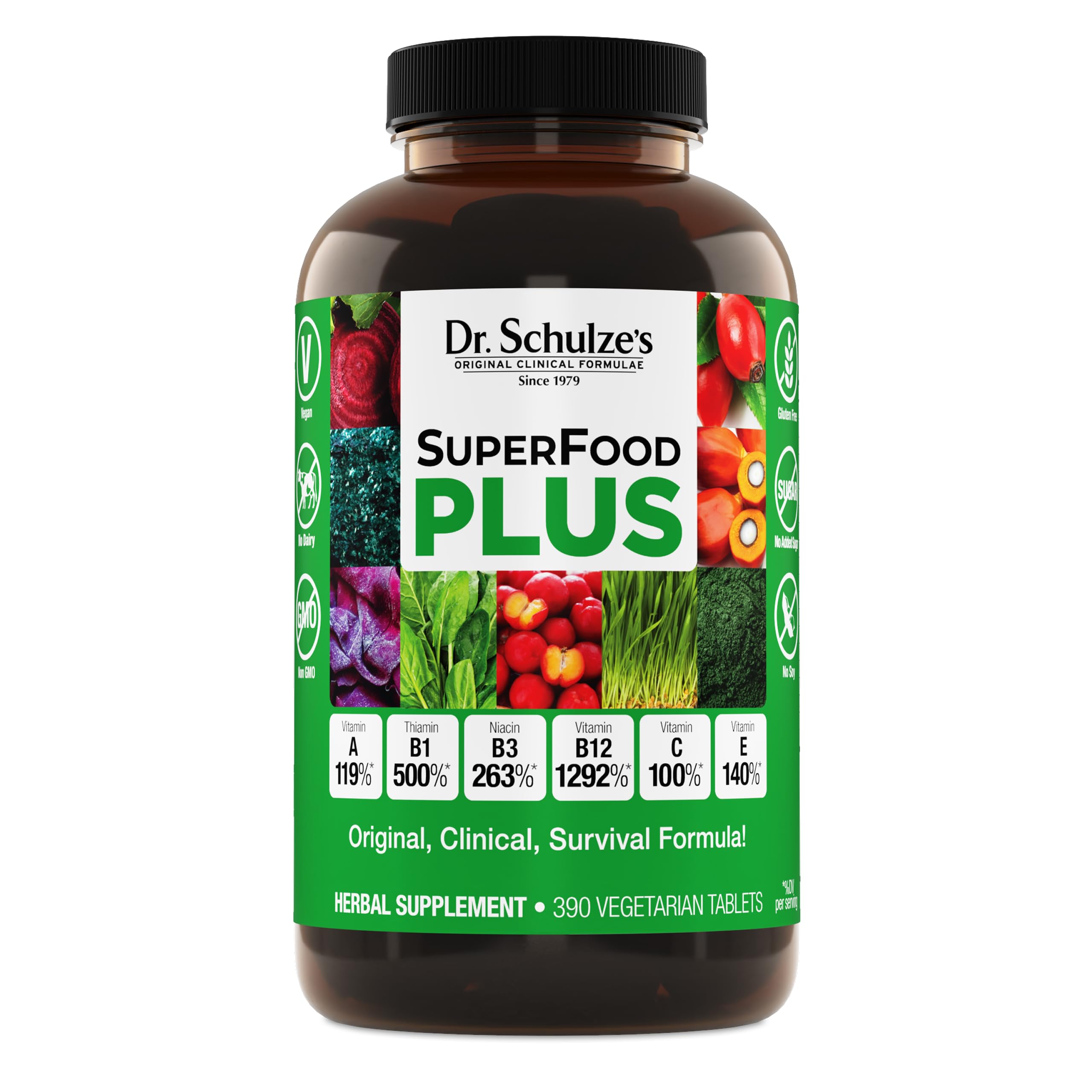 Dr. Schulze's SuperFood Plus - Everyday Superfood Supplement to Support Overall Wellness - Clean, Quality Nutrition - Supports Metabolism & Daily Energy - Gluten-Free & Dairy-Free - 390 Tablets Dr. Schulze's buy supplements canada