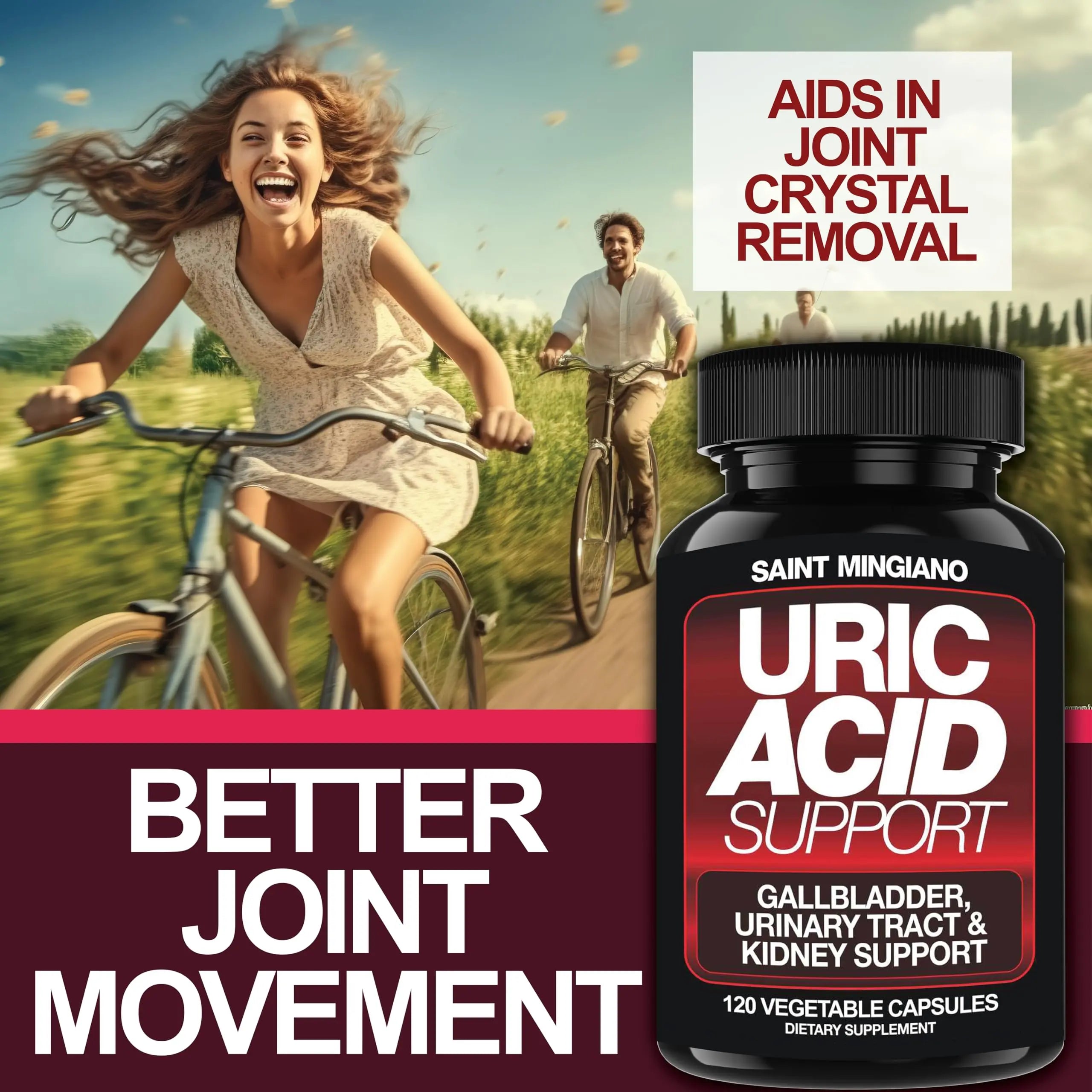Saint Mingiano Uric Acid Flush for Gout Support -120 Capsules - Supports Kidney Cleanse Detox & Repair, Gallbladder & Urinary Tract Issues - Essential for Detox & Joint Support - Cranberry Extract Saint Mingiano buy supplements canada
