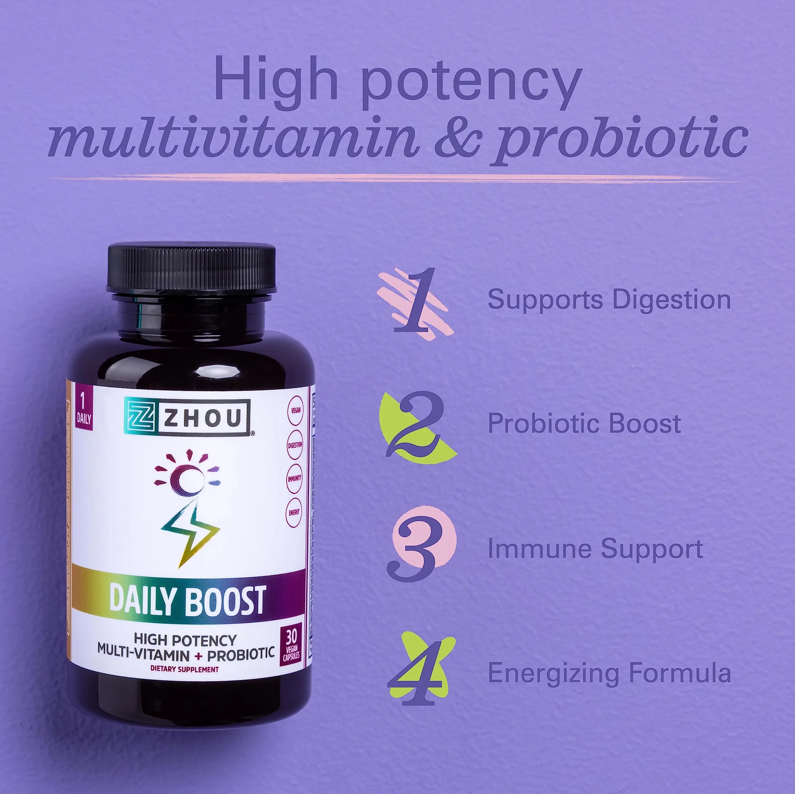 Zhou Daily Boost - Probiotic Multivitamin for Women & Men, Immune Support, Antioxidant & Eye Health Supplement with Vitamin A, Vitamin C ZHOU buy supplements canada