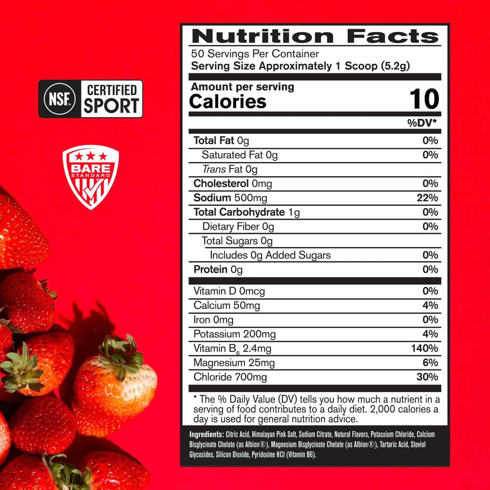 BARE PERFORMANCE NUTRITION BPN Electrolytes Hydration Drink Mix | Sugar Free Electrolyte Powder | 500mg Sodium per Serving | Naturally Sweetened | Strawberry, 50 Servings BARE PERFORMANCE NUTRITION buy supplements canada
