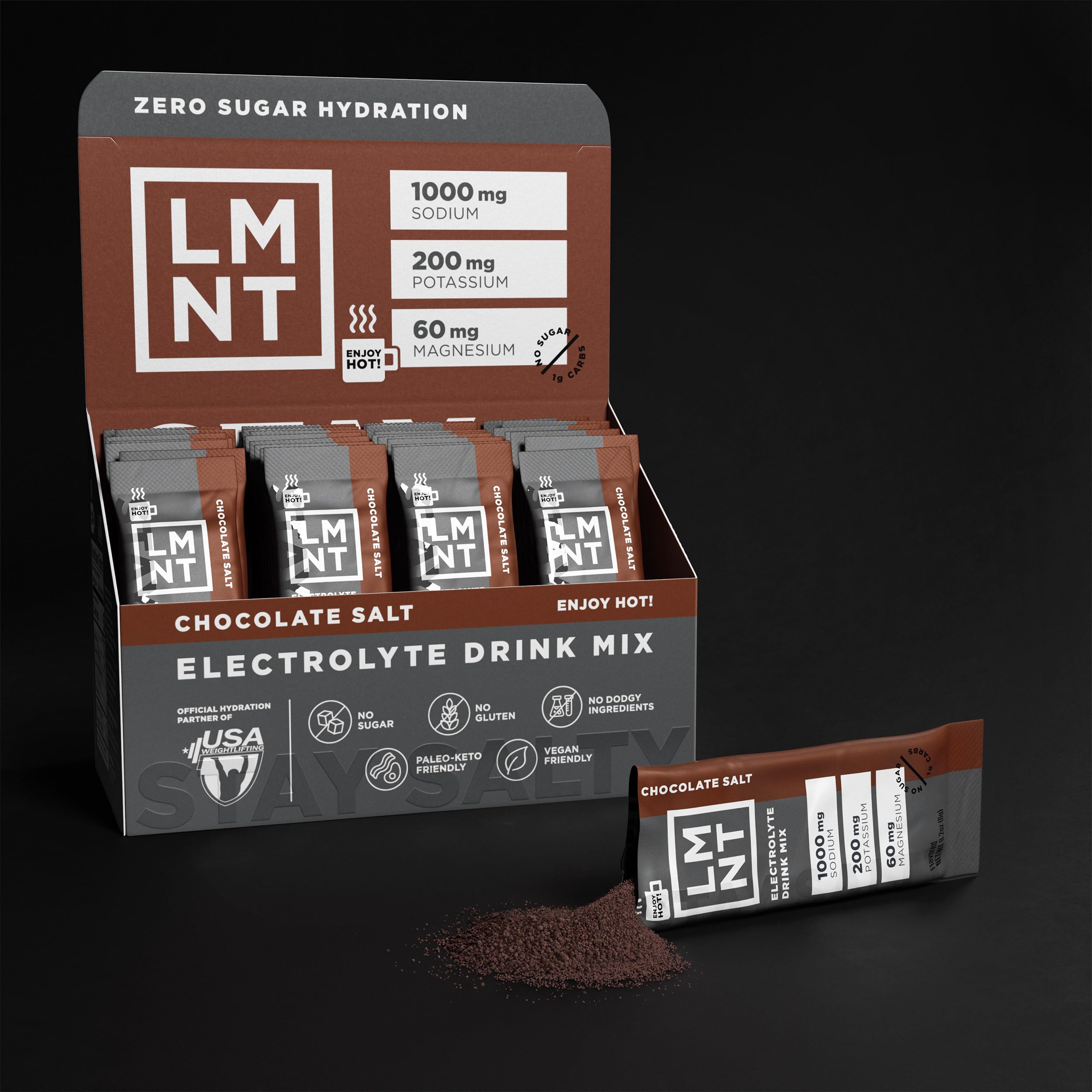 LMNT Zero Sugar Hot Chocolate or Coffee Mixer - Chocolate Salt | Drink Mix | 30-Count Drink LMNT buy supplements canada