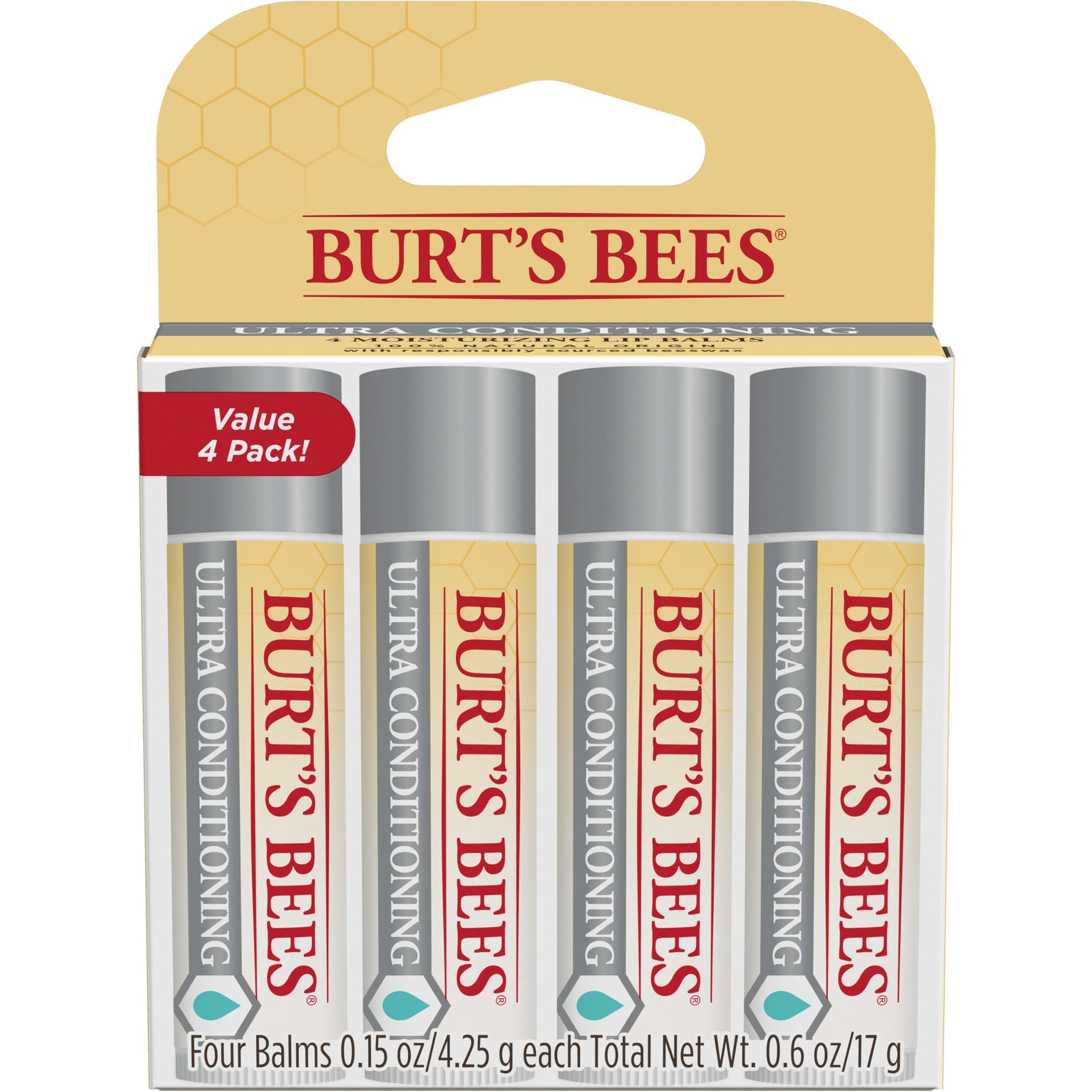 Burt's Bees Lip Balm, Moisturizing Lip Care, 100% Natural Origin, Ultra Conditioning with Shea, Cocoa & Kokum Butter (4 Pack) Burt's Bees buy supplements canada