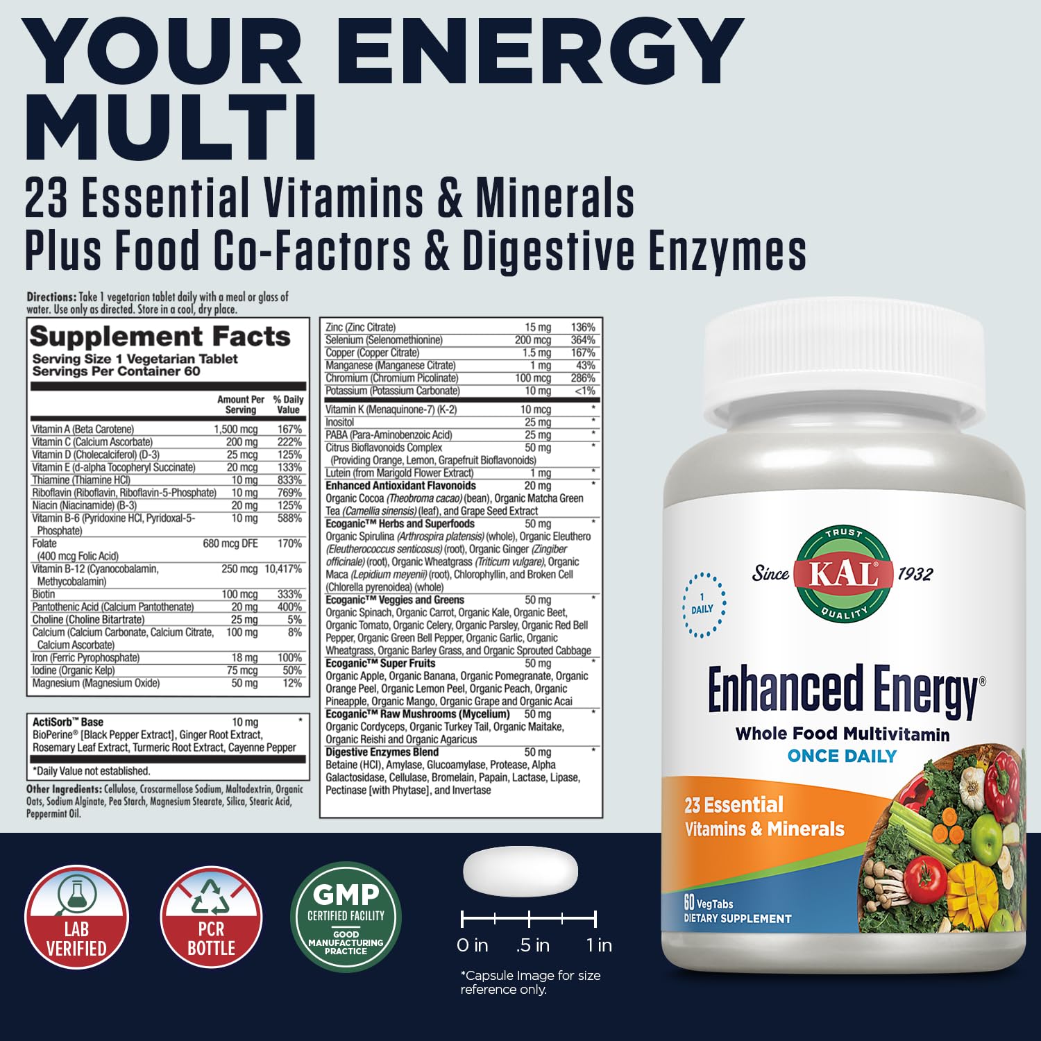 KAL Enhanced Energy Tablets, 60 Count KAL buy supplements canada