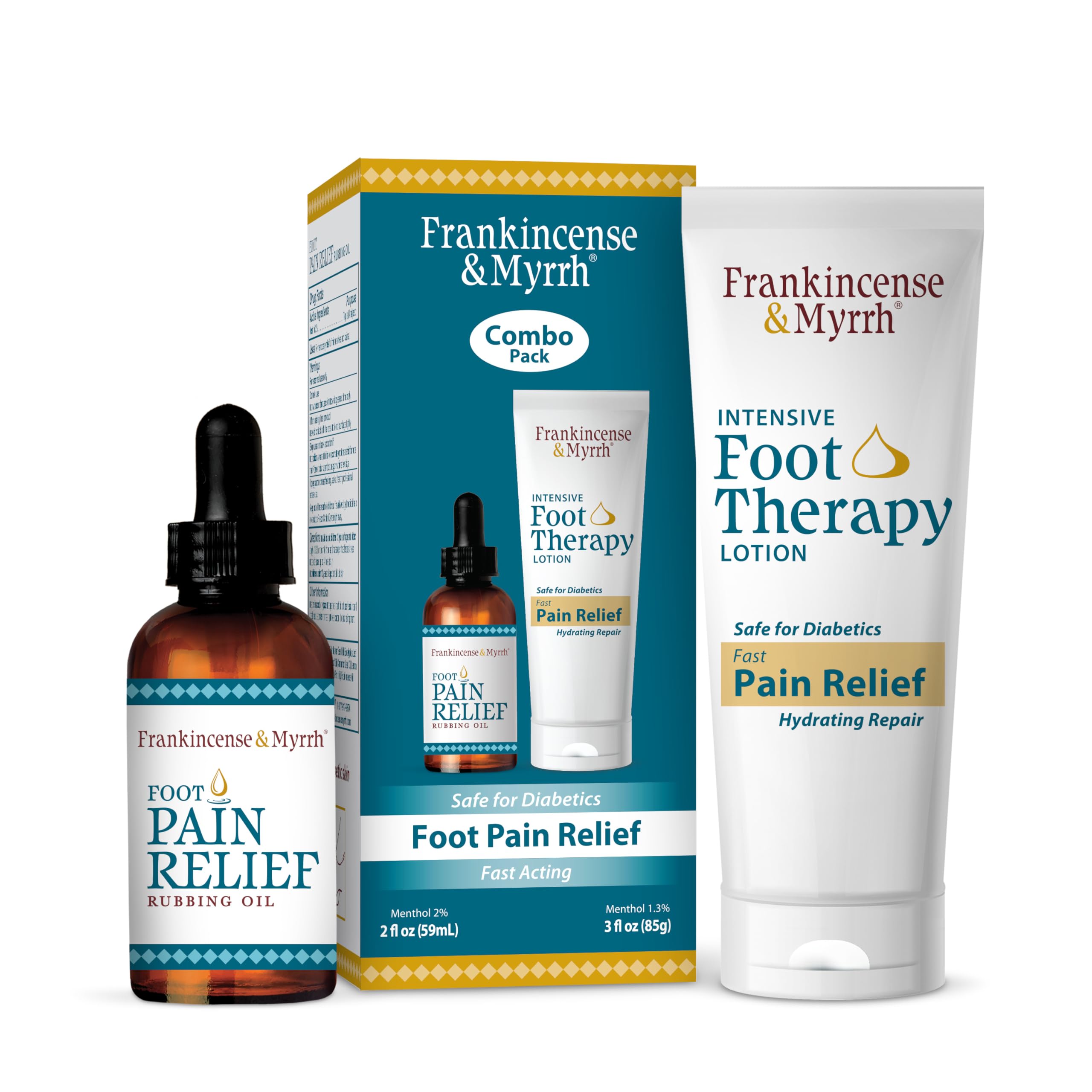 FRANKINCENSE & MYRRH Foot Pain Combo Pack: Foot Pain Relief Rubbing Oil (2 oz) and Intensive Therapy Lotion for feet (3 oz), Neuropathy, Nerve Relief, Frankincense Essential Oil, Maximum Strength FRANKINCENSE & MYRRH buy supplements canada