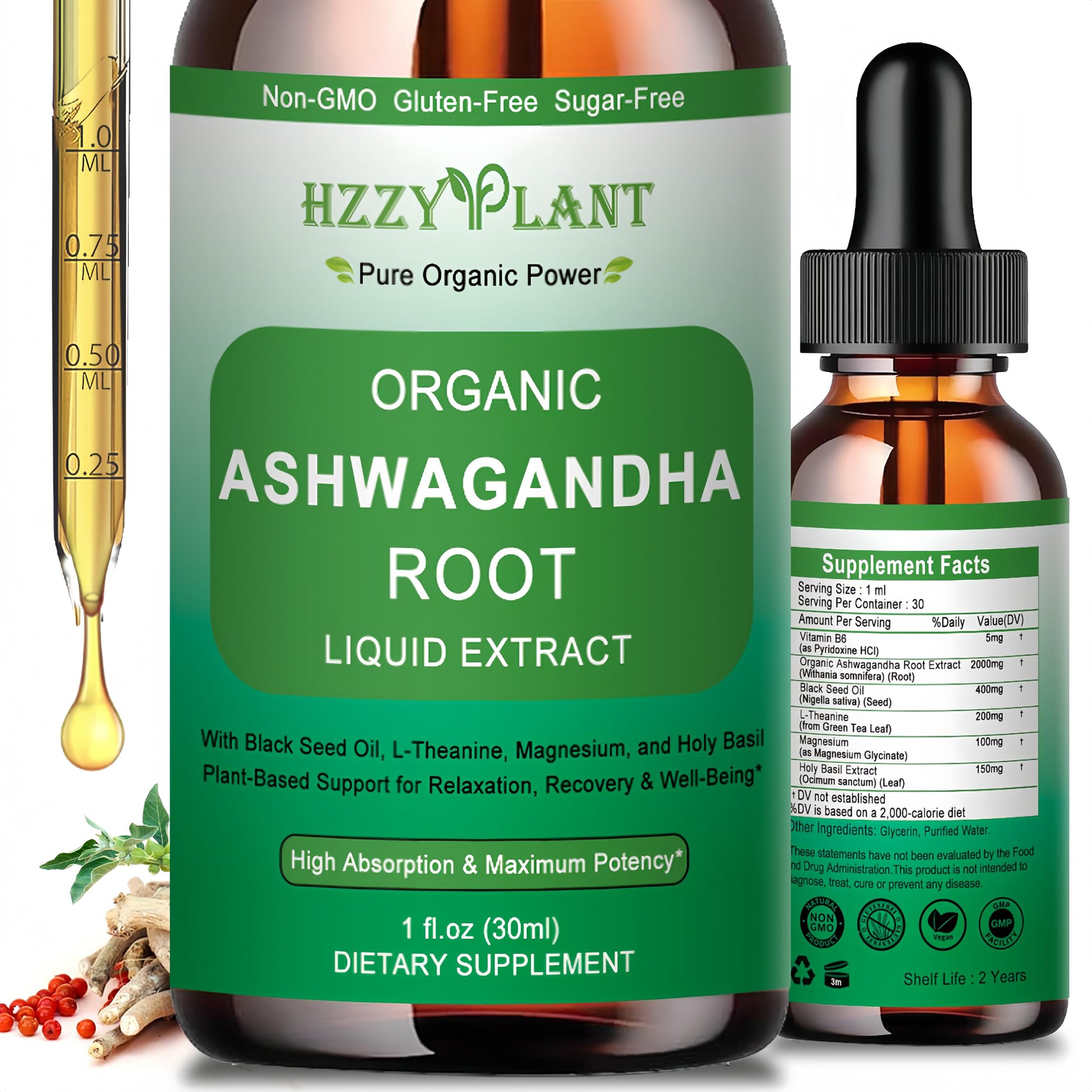 Organic Ashwagandha Drops,High Absorption Ashwagandha Extract Tincture for Stress Relief,Relaxation,Cortisol Support,Ashwagandha for Women & Men with Magnesium,L Theanine,Black Seed Oil,Vegan,Non-GMO HZZYPLANT buy supplements canada