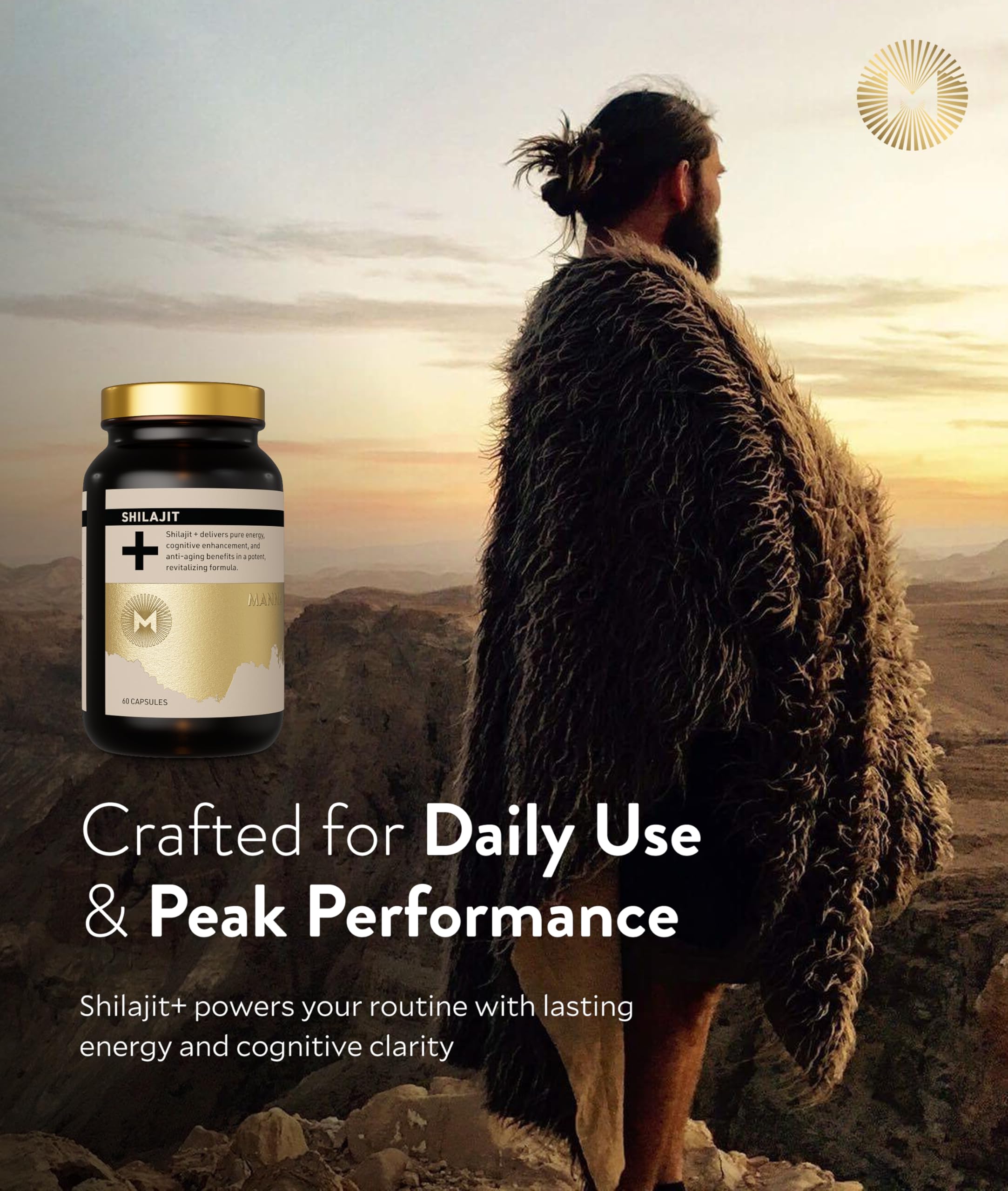 Manna Vitality Shilajit+ Capsules | 1000mg Purified Himalayan Shilajit Resin Supplement | Highest Bioavailability | Energy, Performance, Detox, Vitality, Mental Clarity & Cognitive Support | 60 Count M Manna buy supplements canada