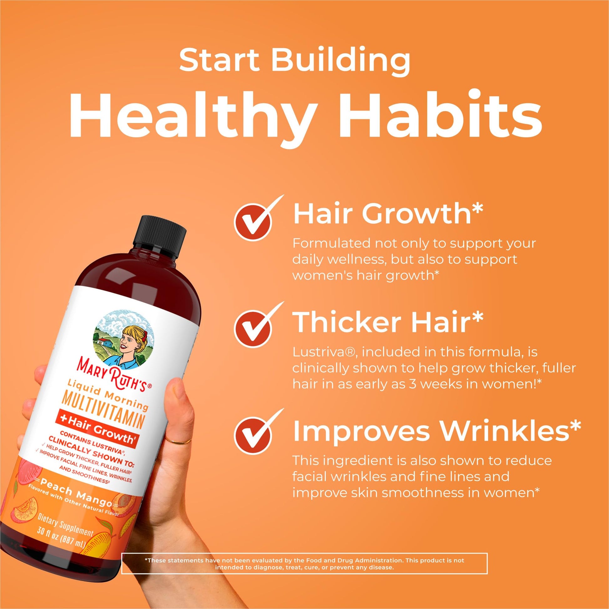 MaryRuth's Liquid Multivitamin+Hair Growth | Clinically Tested for Thicker Hair & Facial Wrinkles in Women | Biotin 10000mcg | Lustriva Hair Growth Supplement | MaryRuth Organics buy supplements canada