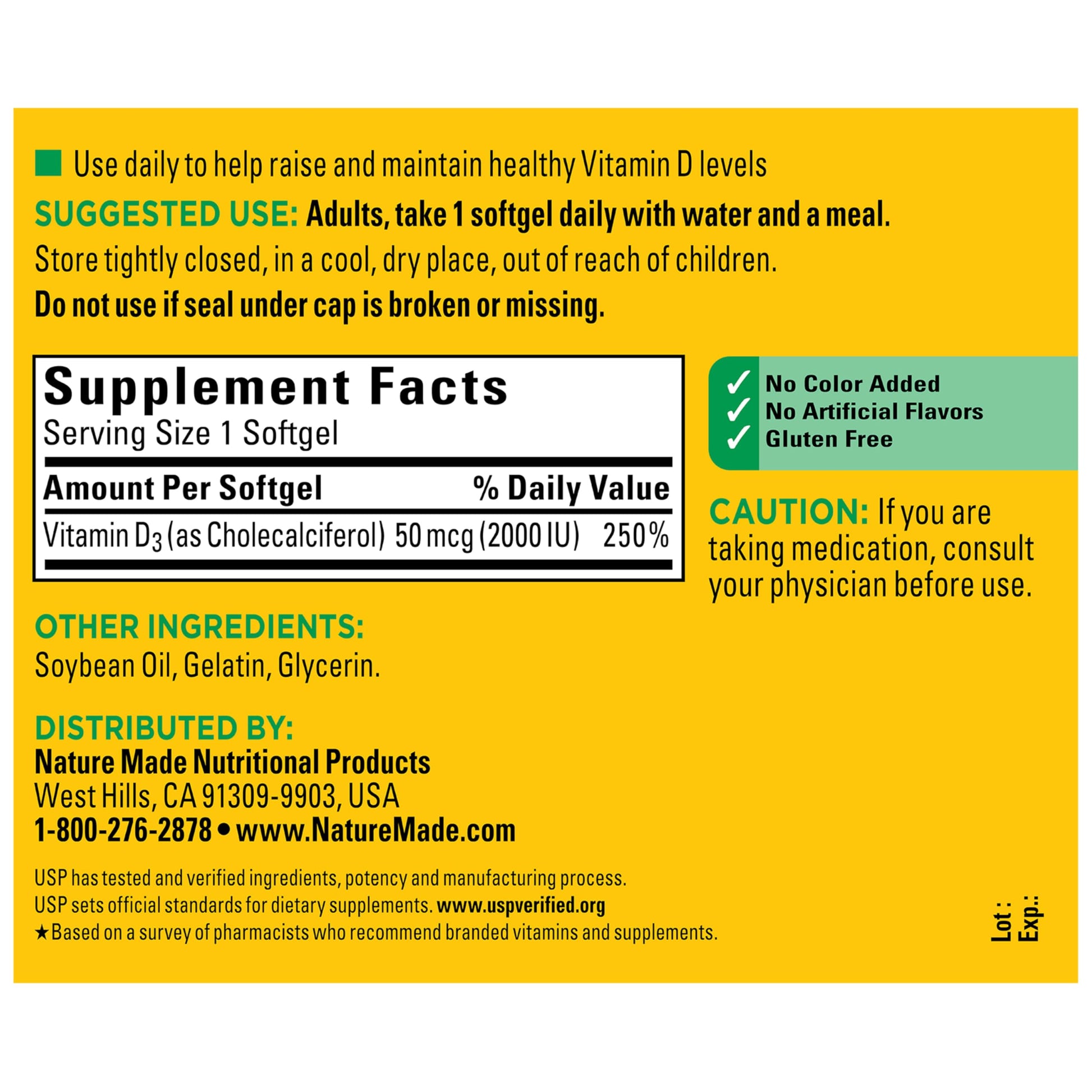 Nature Made Vitamin D3 2000 IU (50 mcg), Vitamin D Supplement for Bone, Teeth, Muscle and Immune Health Support, 250 Softgels, 250 Day Supply Nature Made buy supplements canada
