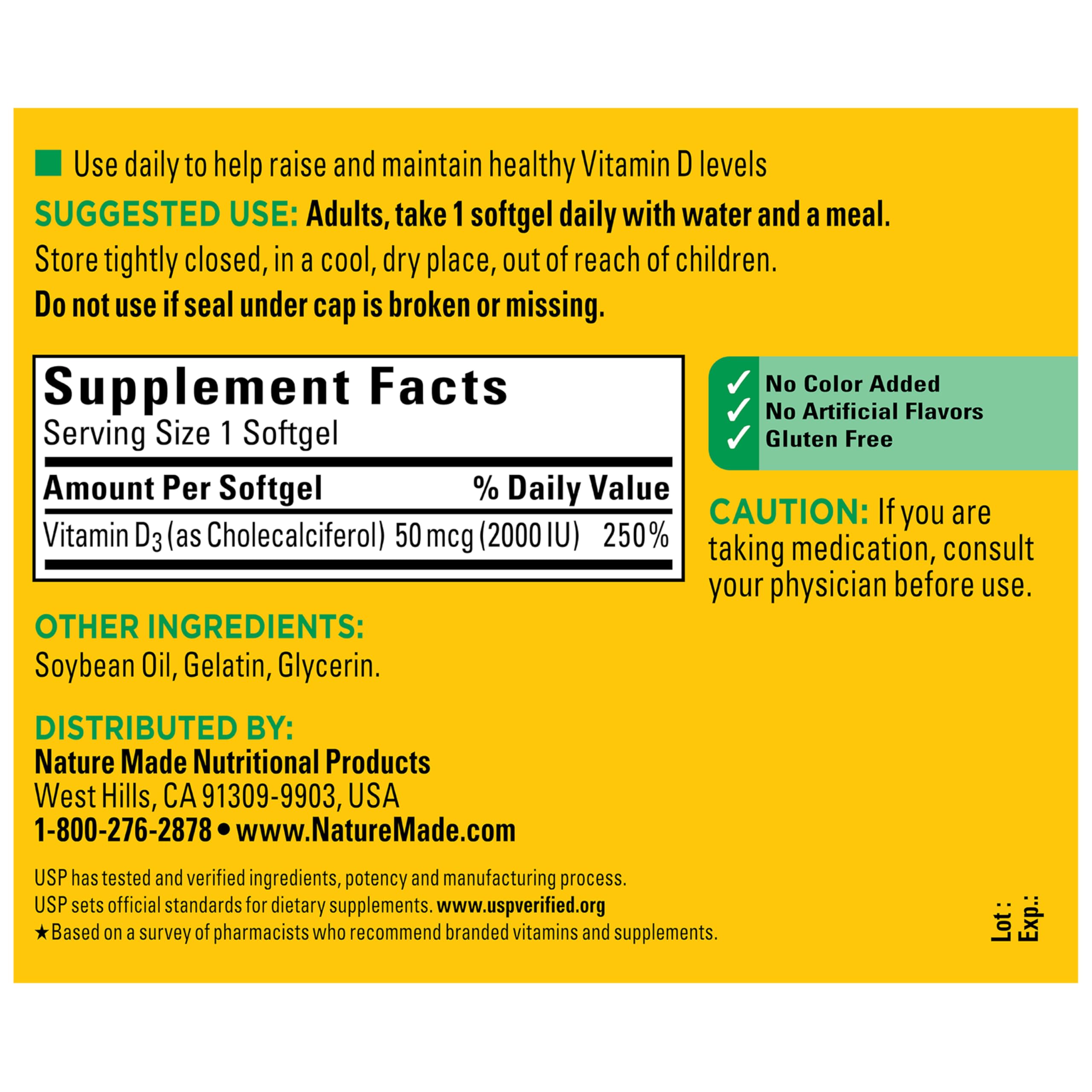 Nature Made Vitamin D3 2000 IU (50 mcg), Vitamin D Supplement for Bone, Teeth, Muscle and Immune Health Support, 250 Softgels, 250 Day Supply Nature Made buy supplements canada