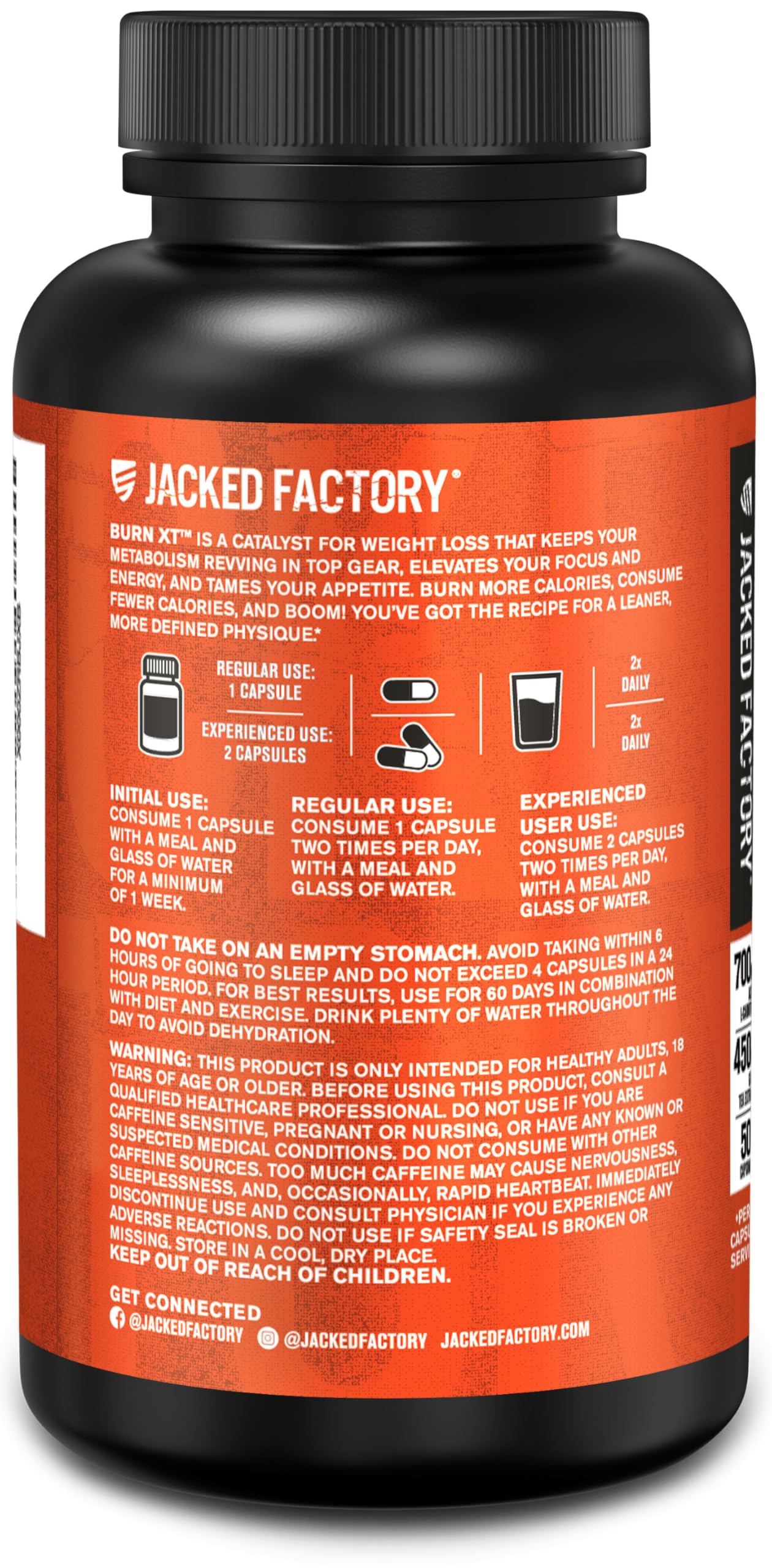 Jacked Factory Burn-XT Clinically Studied Fat Burner & Weight Loss Supplement - Appetite Suppressant & Energy Booster - with Acetyl L-Carnitine Jacked Factory buy supplements canada