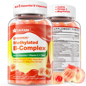 Super Methylated Vitamin B Complex Gummies - All B Vitamins + Omega-3, Magnesium, CoQ10, Ashwagandha,Vitamin C, TMG- For Women Men- Methyl B12 2000 mcg, Methylfolate LILICARE buy supplements canada