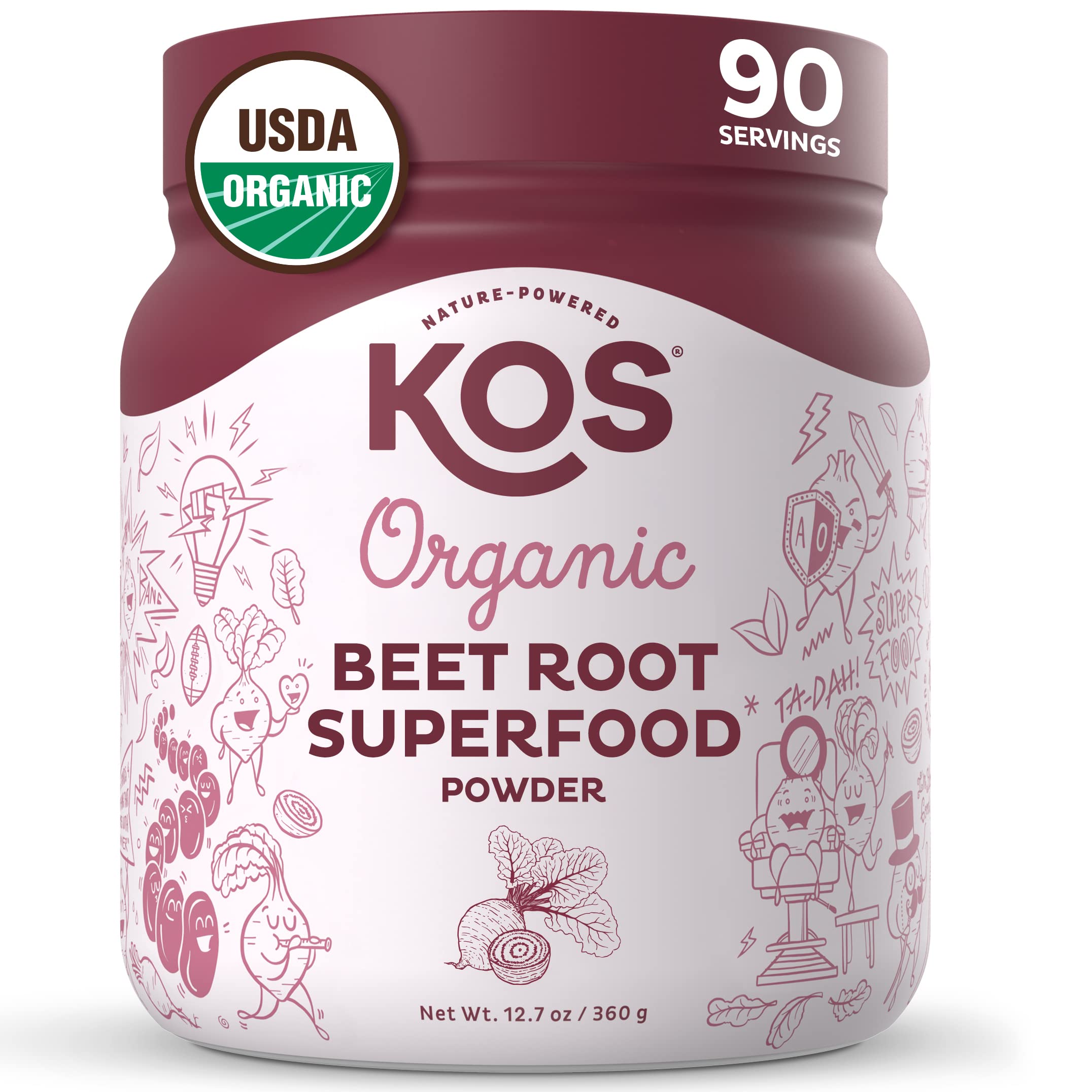 KOS Organic Beet Root Powder - USDA Certified, Nitric Oxide Booster, Non-GMO, Gluten KOS buy supplements canada