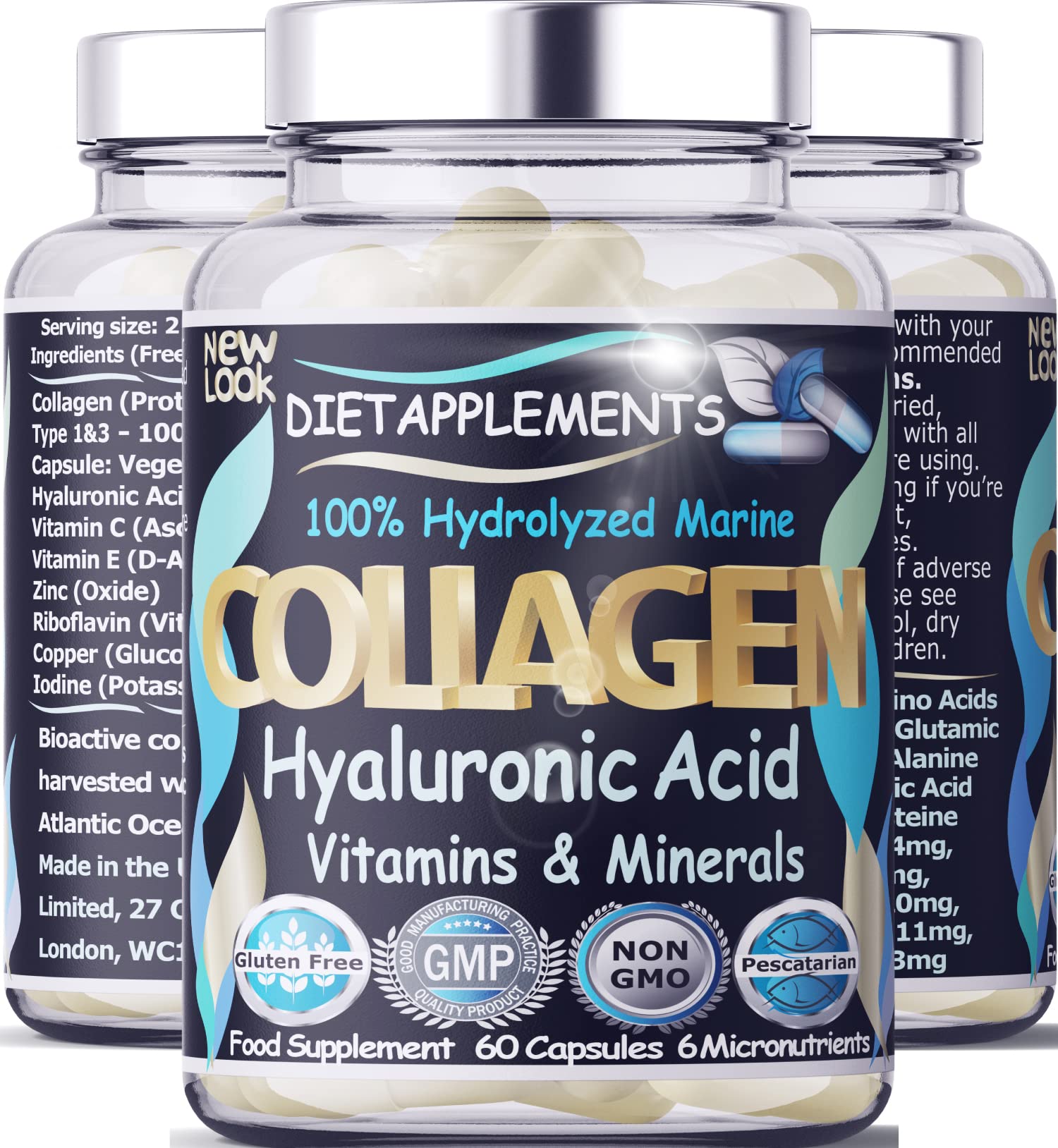 Marine Collagen Type 1&3 1000mg, Hyaluronic Acid 200mg/serving; Vitamin C, Zinc, Copper for Immune System Dietapplements buy supplements canada