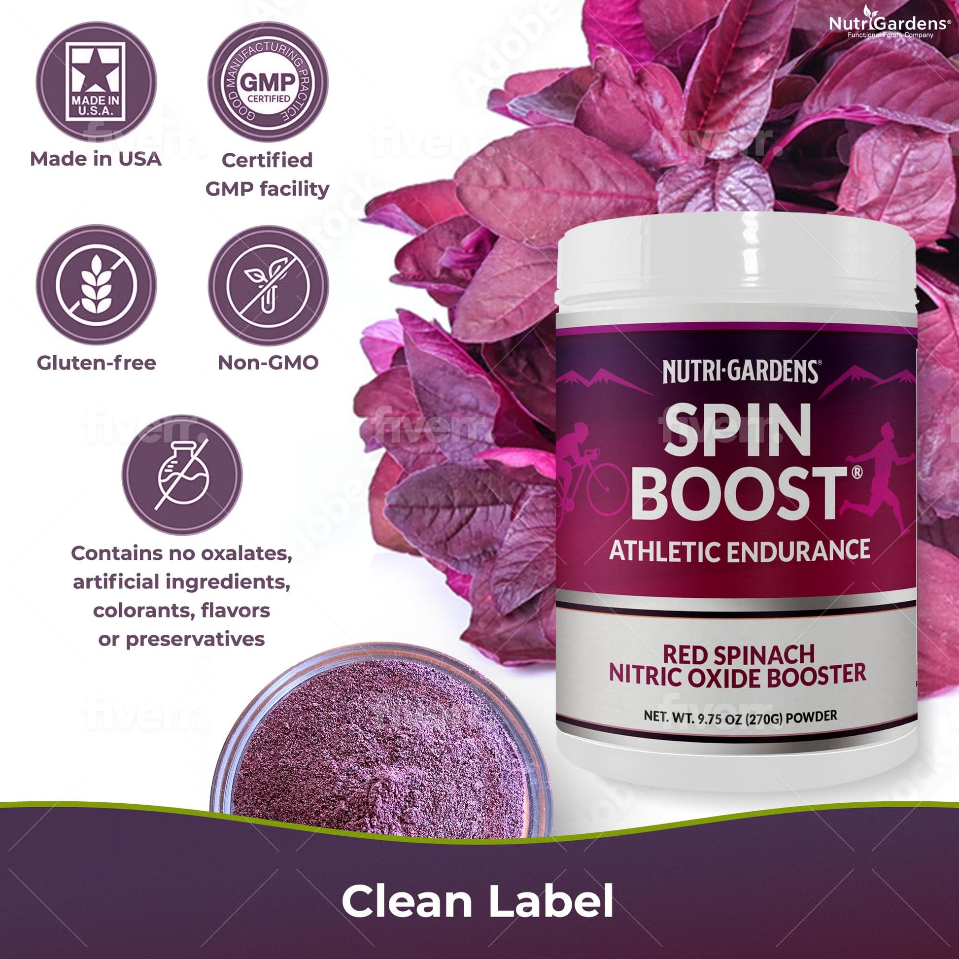 Nutrigardens Spin Boost Nitric Oxide Red Spinach Nitrate Pre-Workout Powder Concentrated Nutrigardens buy supplements canada