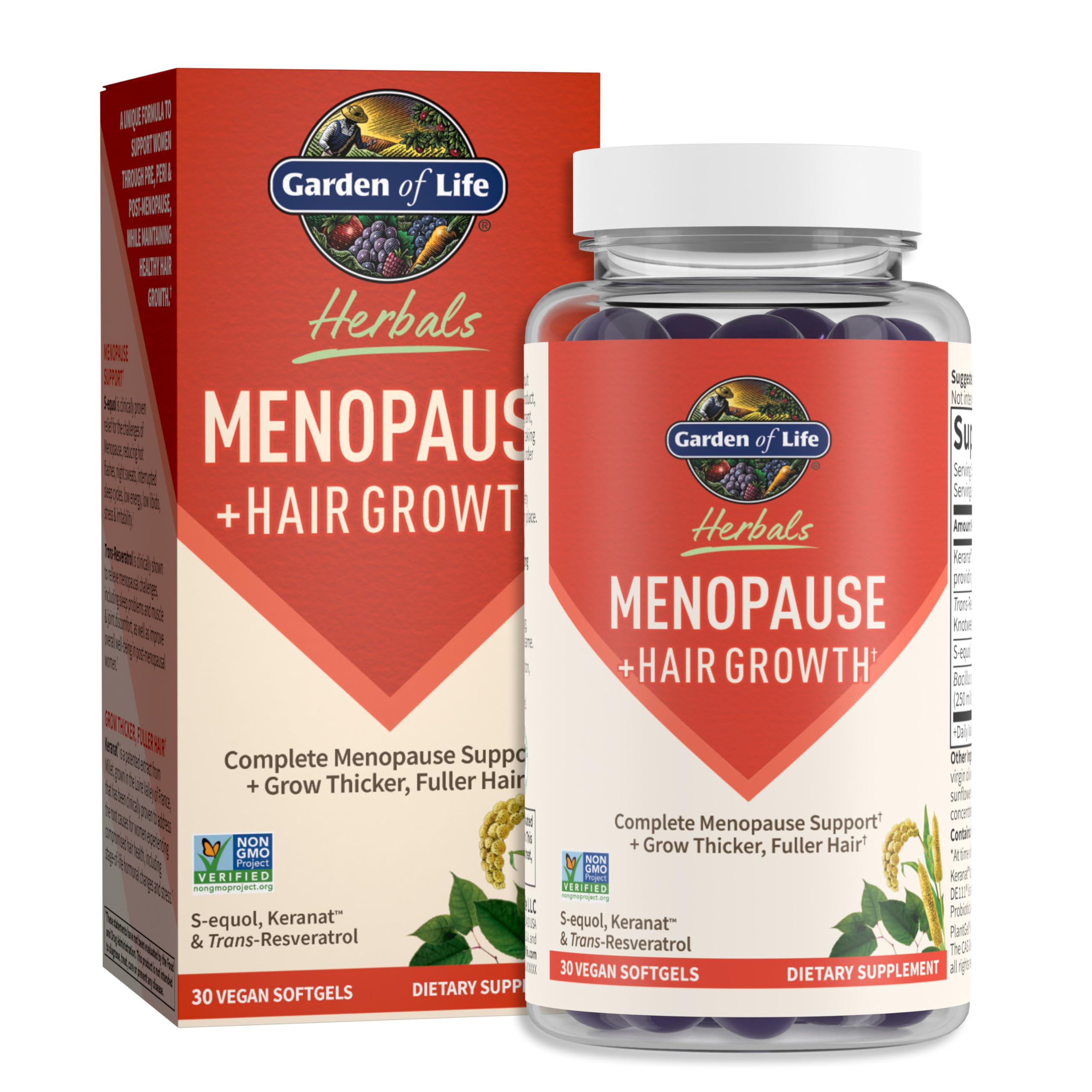 Garden of Life Herbals Menopause Supplement with S-equol & Trans-Resveratrol for Multi-Symptom Relief, Keranat for Thicker, Fuller Hair Growth – Non-GMO, Gluten-Free, Vegan, Berry Flavor, 30 Servings Garden of Life buy supplements canada