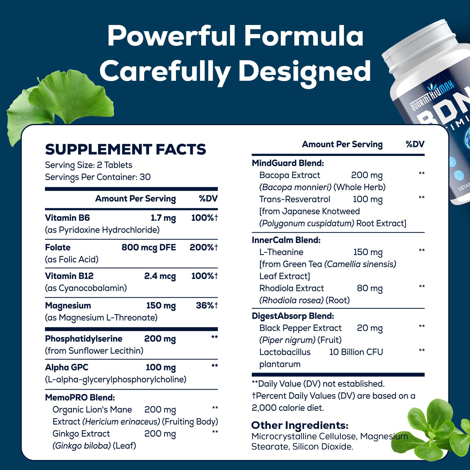 Nootropic Brain Supplement for Memory and Focus – BDNF Optimizer – Cognitive, Mental Clarity & Mood – High Absorption – Organic Lion's Mane, L-Theanine, Ginkgo Biloba & Alpha GPC – 60 Tablets Quorinthiumax buy supplements canada