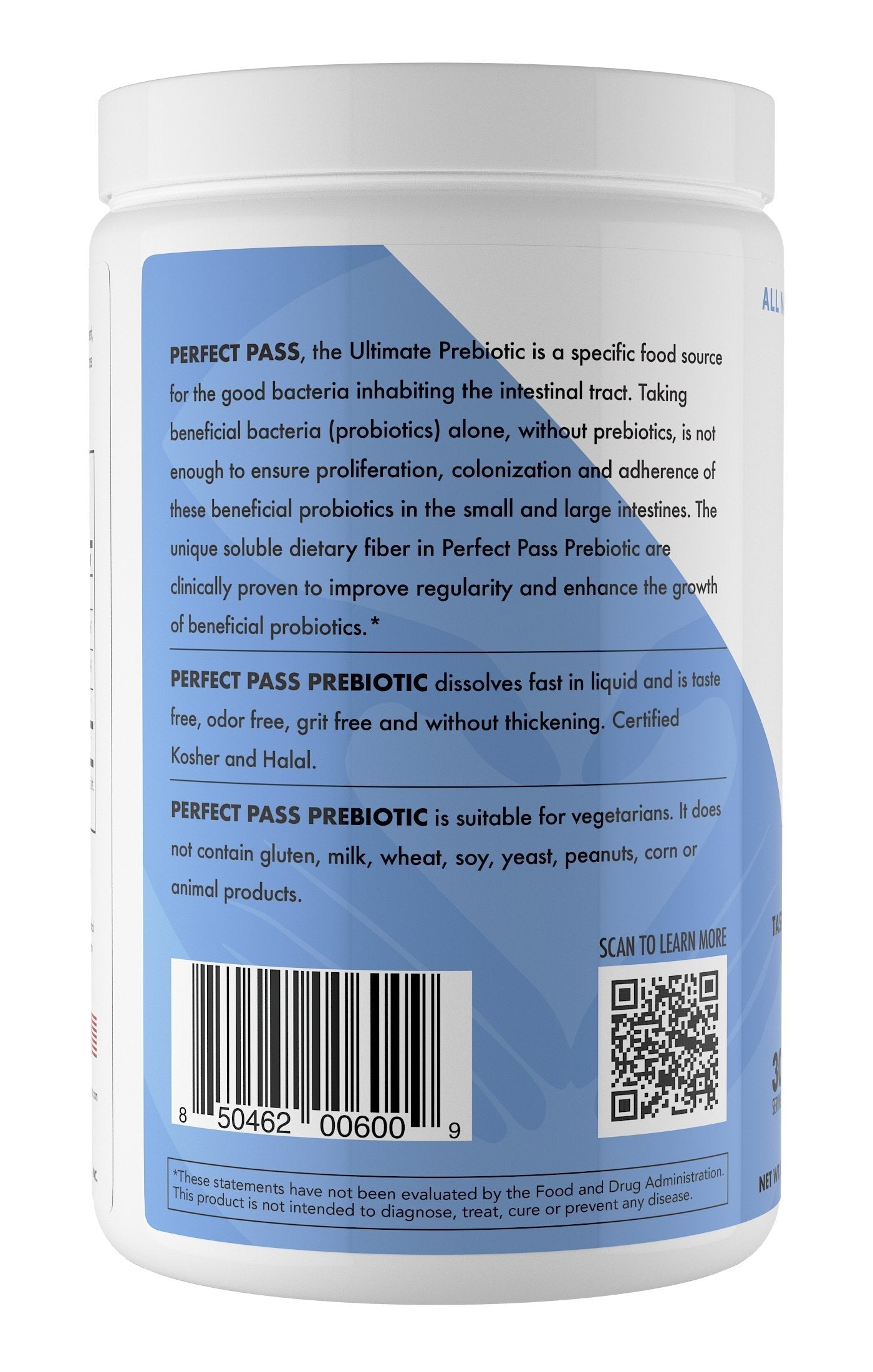 PERFECT PASS Prebiotic PHGG Partially Hydrolyzed Guar Gum 210g Powder - 100% Natural Gluten Free Non GMO - Certified Kosher Vegetarian Sugar Free PERFECT PASS buy supplements canada