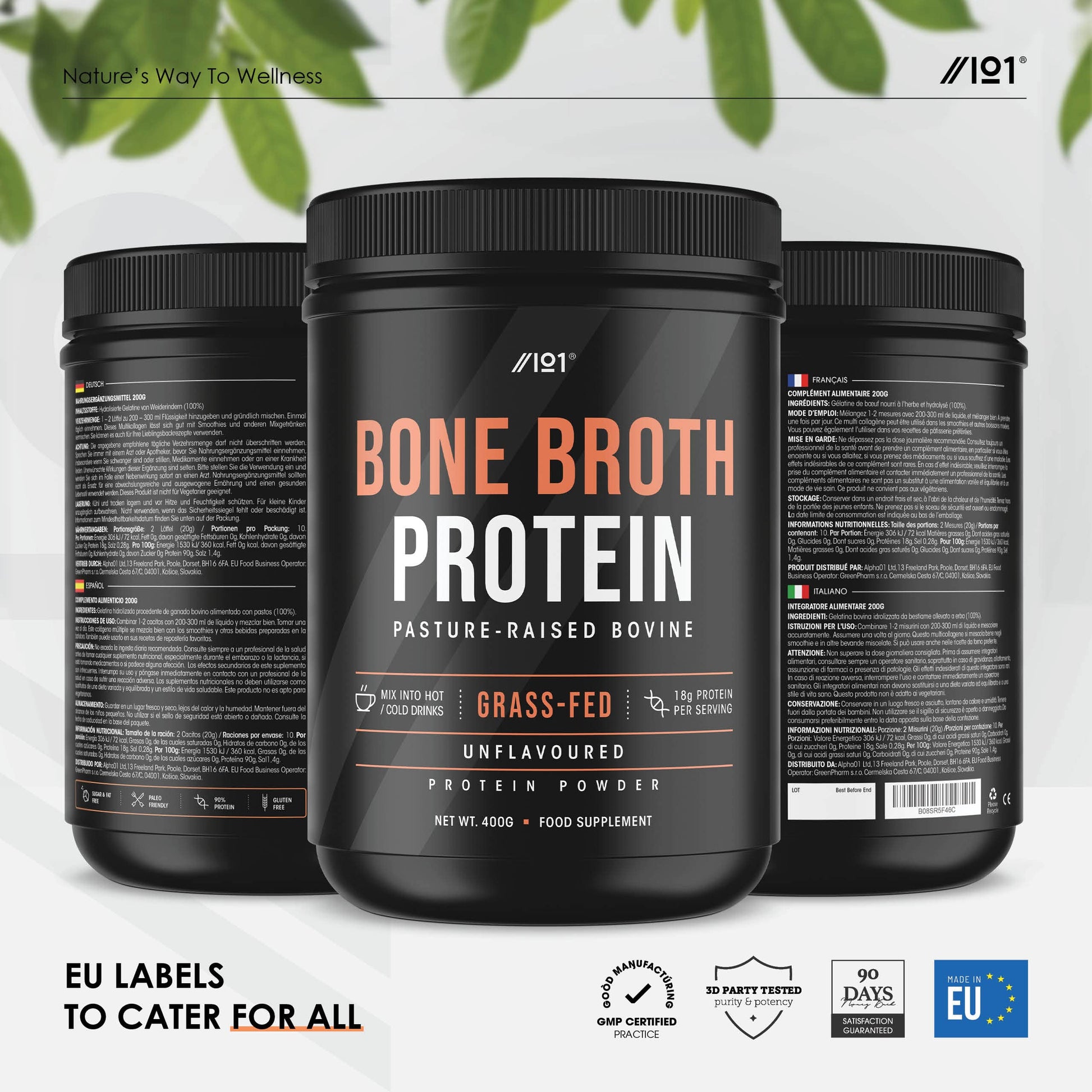 Bone Broth Beef Protein Powder - 400g - Unflavoured - 100% Grass-Fed & Pasture Raised Beef ALPHA01 buy supplements canada