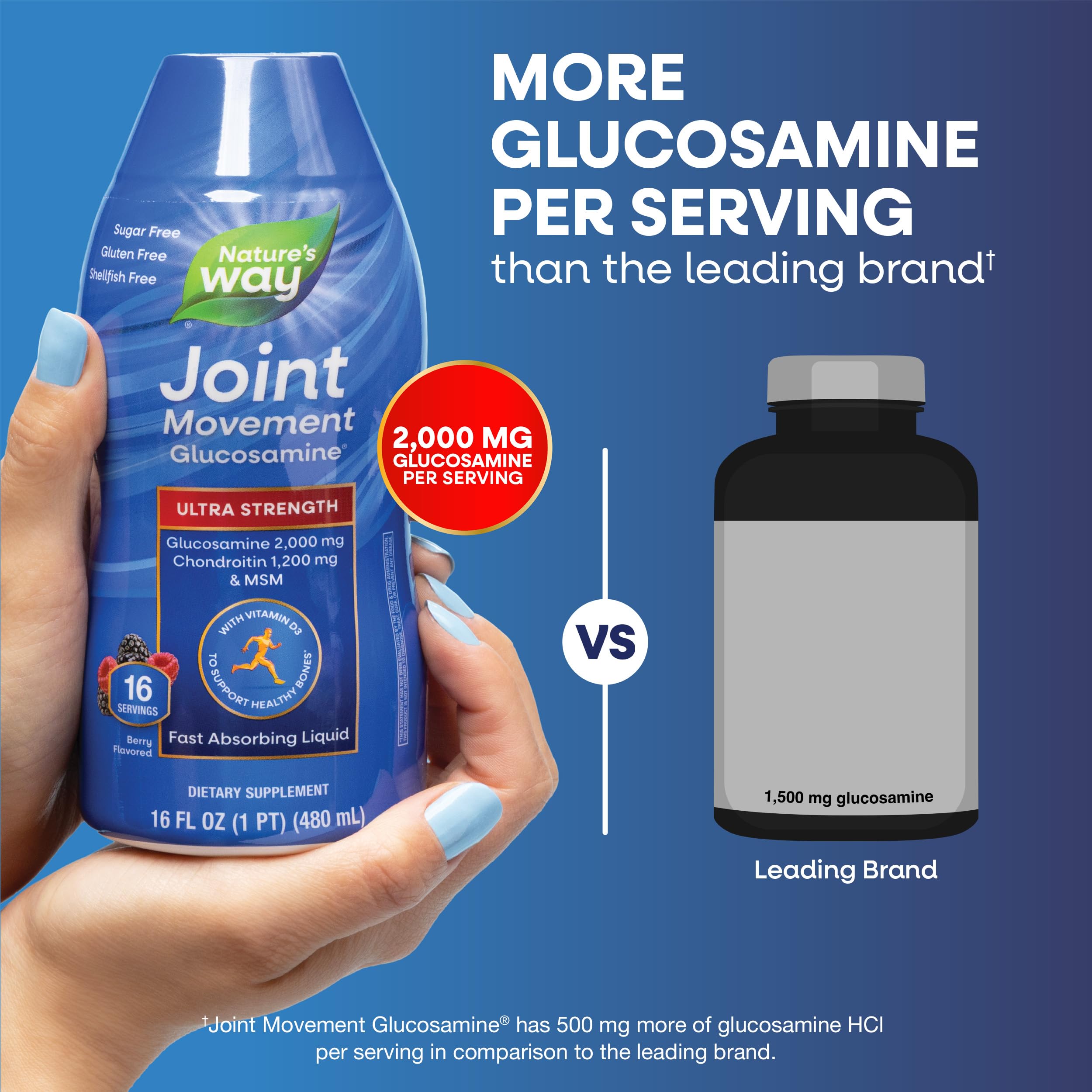 Nature's Way Joint Movement Glucosamine Fast Absorbing Liquid, Ultra Strength, Supports Healthy Bones*, Liquid Glucosamine Chondroitin, MSM with Vitamin D3, Berry Flavored, 16 Fl Oz Nature's Way buy supplements canada