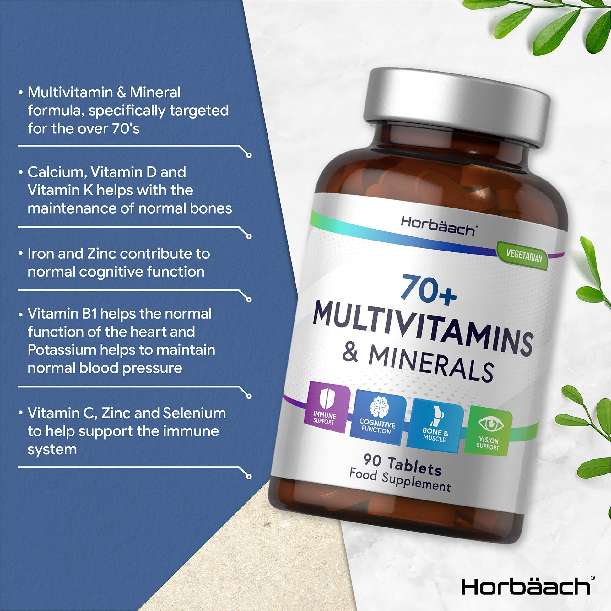 Multivitamin 70 Plus Tablets | 90 Count | with Essential Vitamins and Minerals | for Men and Horbäach buy supplements canada
