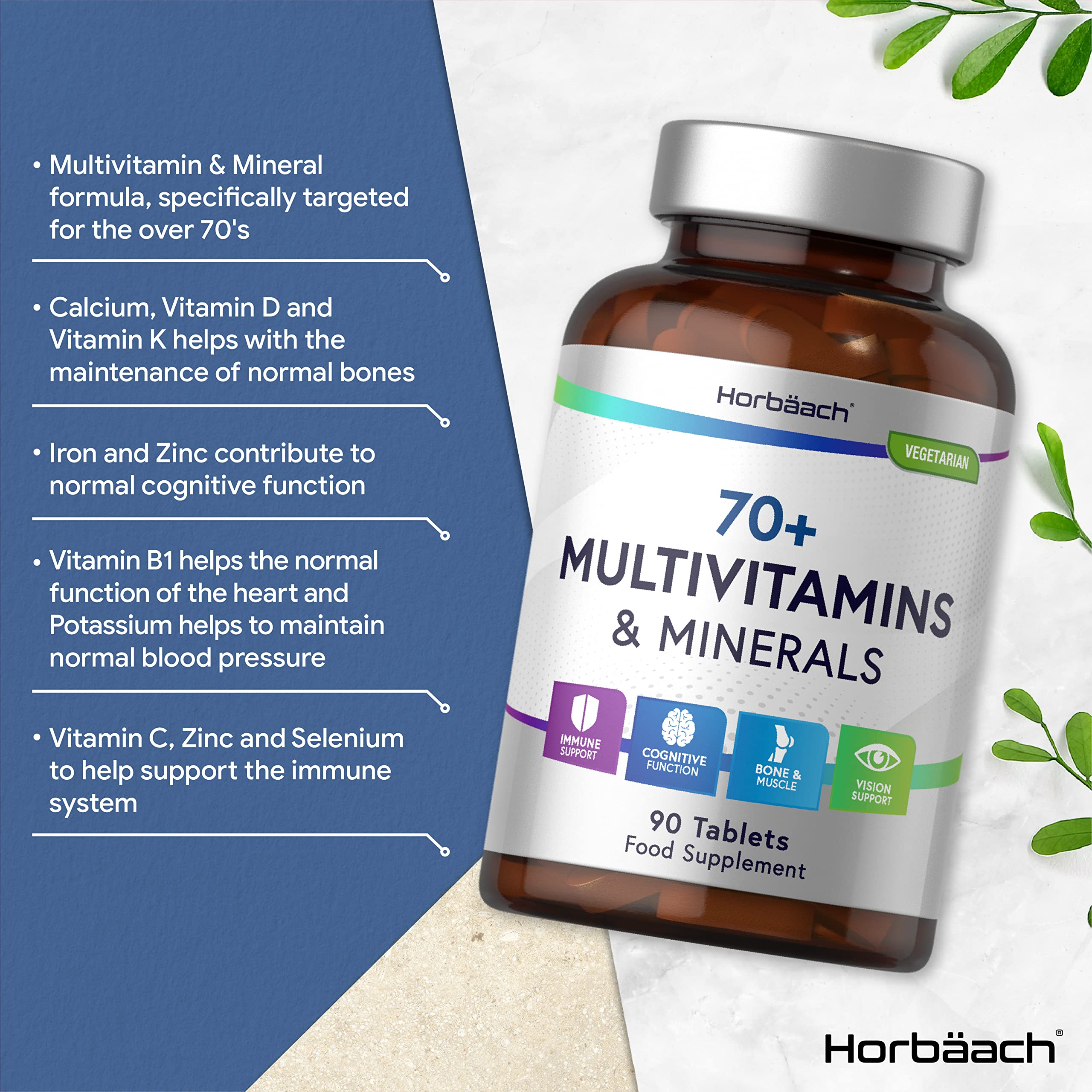 Multivitamin 70 Plus Tablets | 90 Count | with Essential Vitamins and Minerals | for Men and Horbäach buy supplements canada