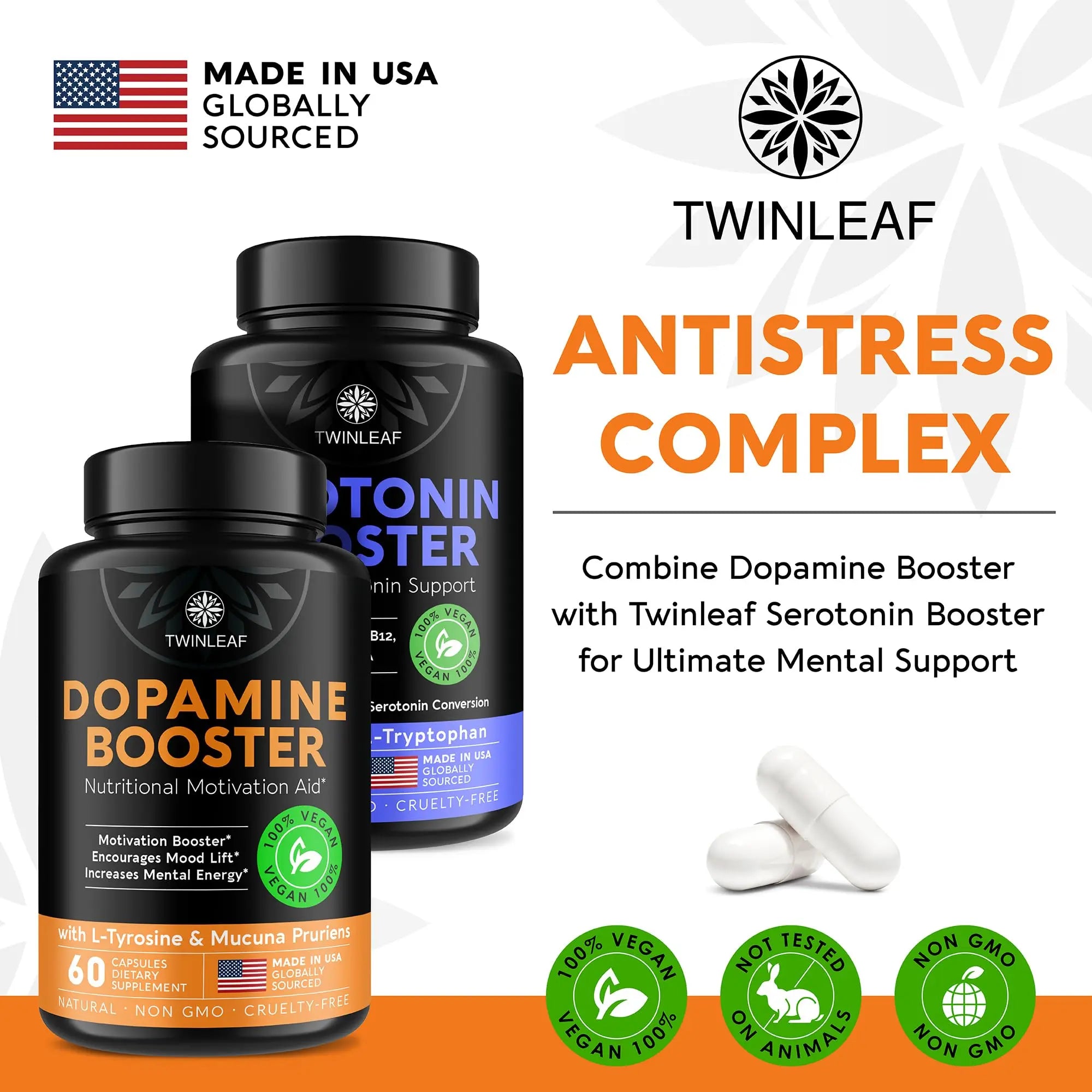 TWINLEAF Dopamine Brain Support Supplement, 1000 mg Blend - Made in USA - with DMAE, Vitamin B12 and L-Tyrosine TWINLEAF buy supplements canada