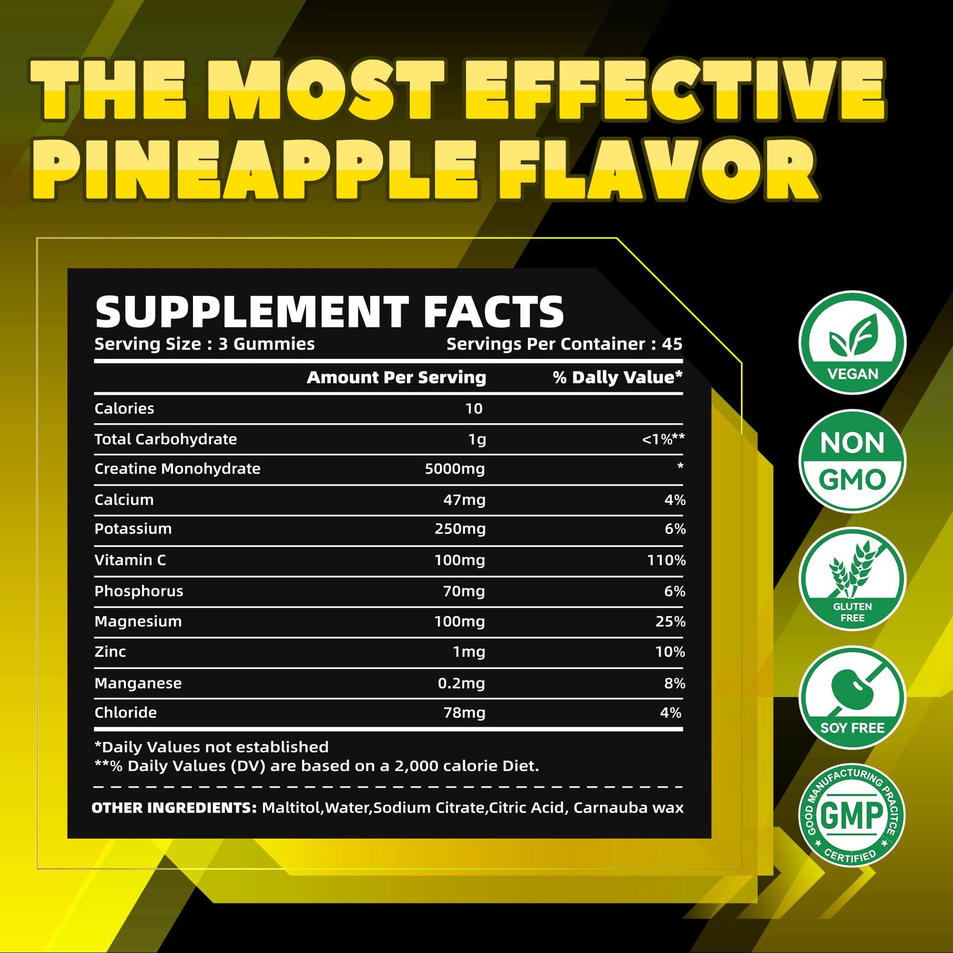 GlucoBio Creatine Monohydrate Gummies (5g) – Pre-Workout Energy & Muscle Growth Support for Men & Women | Pineapple Electrolyte Gummies (135 Count) GlucoBio buy supplements canada