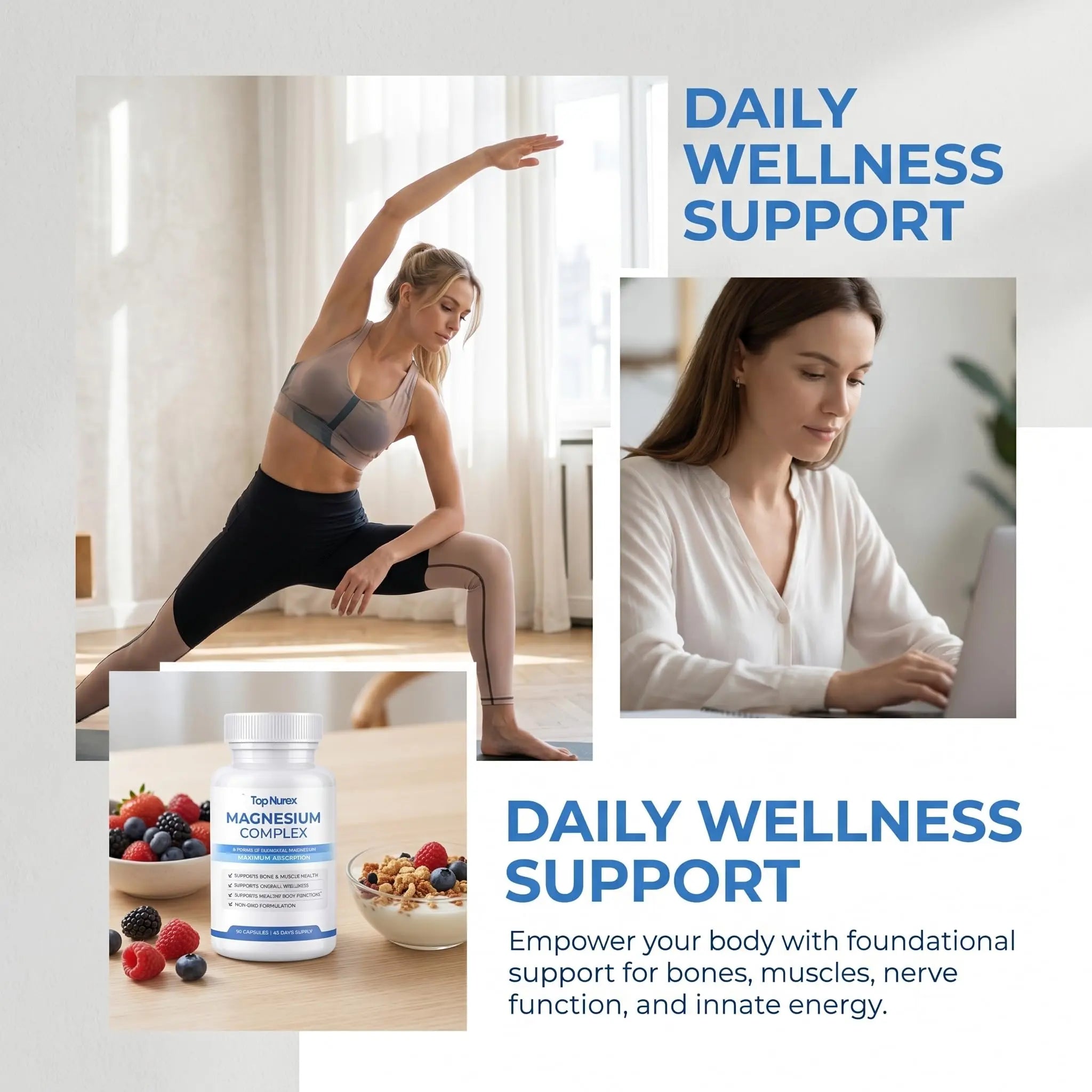 Top Nurex Magnesium Complex for Women & Men,1000mg High Absorption Blend, 8 Magnesium Forms Including Glycinate, Citrate & Malate, Daily Nutrient Support, Vegan Non-GMO, 90 Capsules (1 Pack) wuliao buy supplements canada