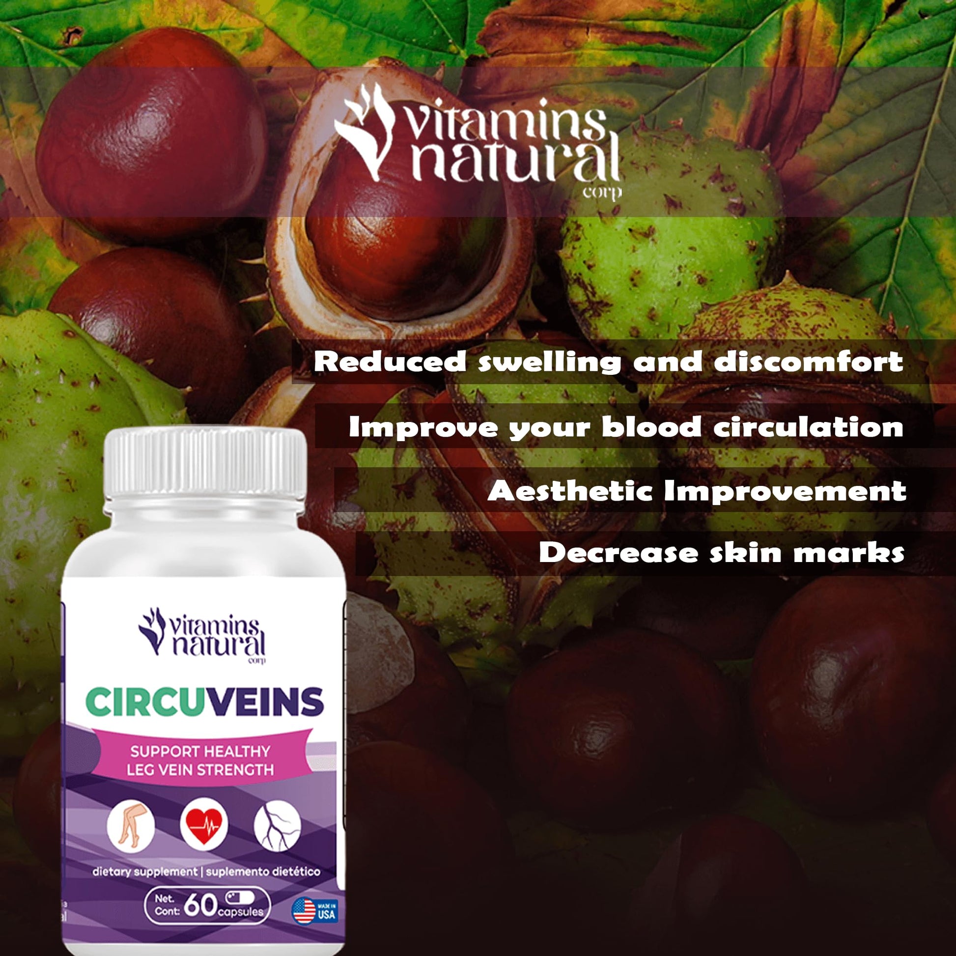 VITAMINS NATURAL CORP. CircuVeins Varicose Veins Support for Legs Capsules – Organic Vein Health Supplement with Horse Chestnut Grape Extract and Cayenne Pepper – 60 Capsules VITAMINS NATURAL CORP buy supplements canada
