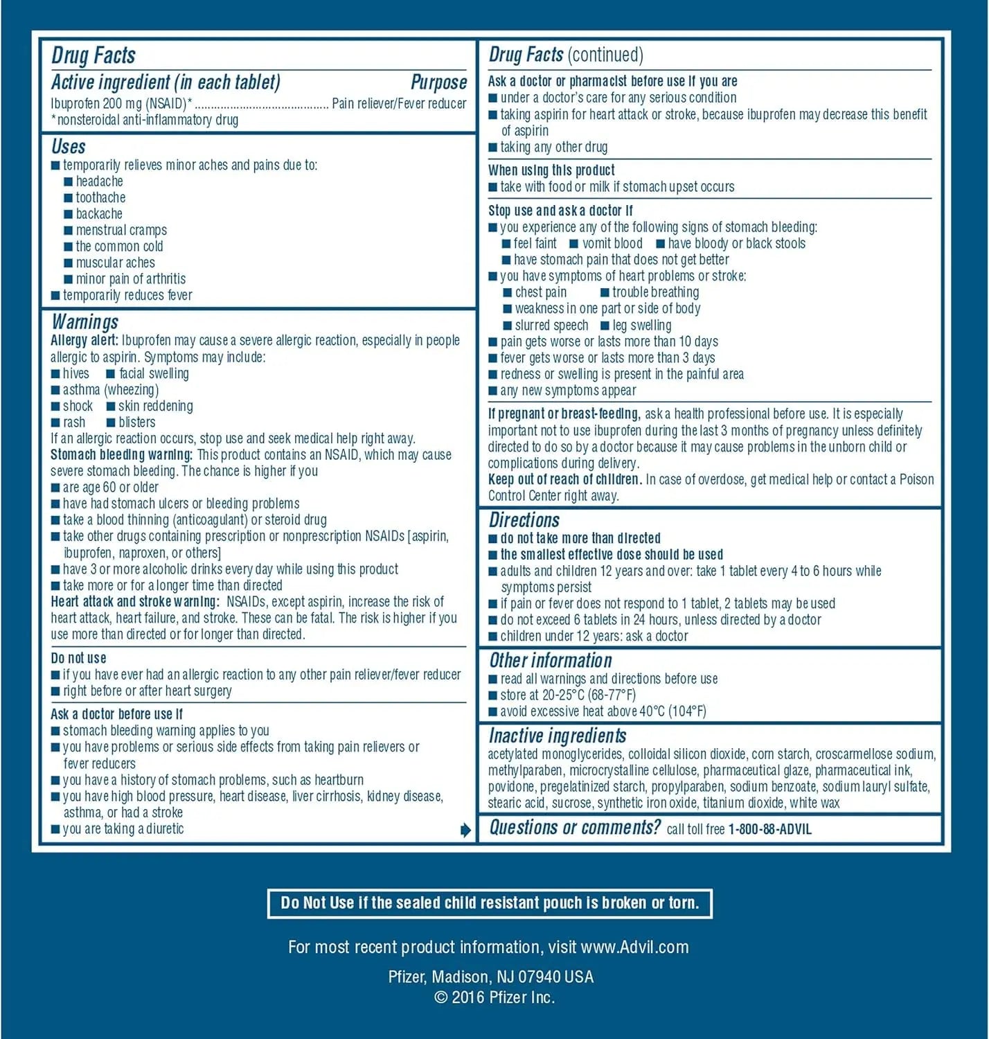 Advil Ibuprofen, 200mg (50 Packets of 2 Coated Tablets) 50 ea (Pack of 3) Advil buy supplements canada