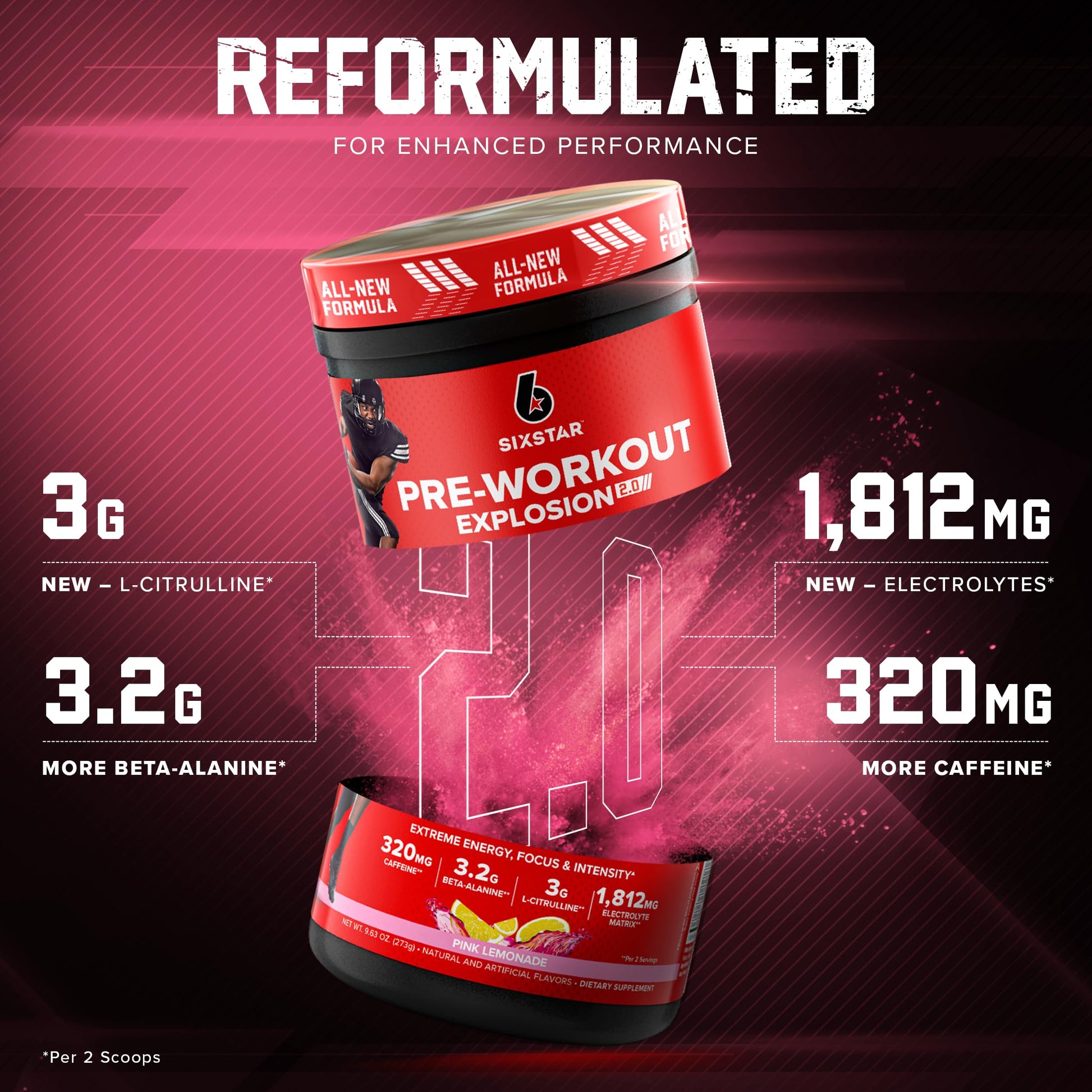 Six Star Pre-Workout Explosion 2.0 Pink Lemonade - Pre-Workout Powder, Explosive Energy Six Star buy supplements canada