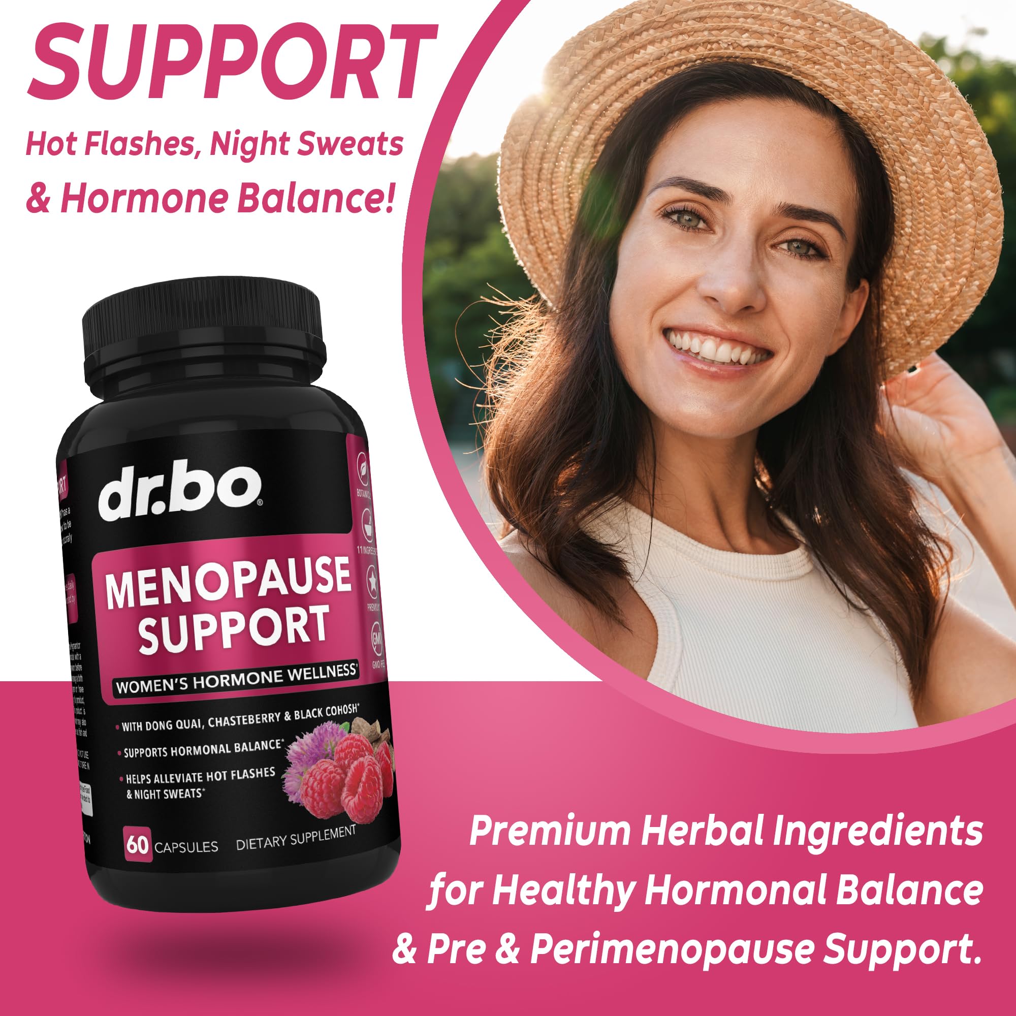 Menopause Supplements for Women Support Pills - Natural Menopause Relief for Hot Flashes, Night Sweats & Mood Swings with Dong Quai, Chasteberry & Black Cohosh - Hormone Balance for Women Supplement DR. BO buy supplements canada
