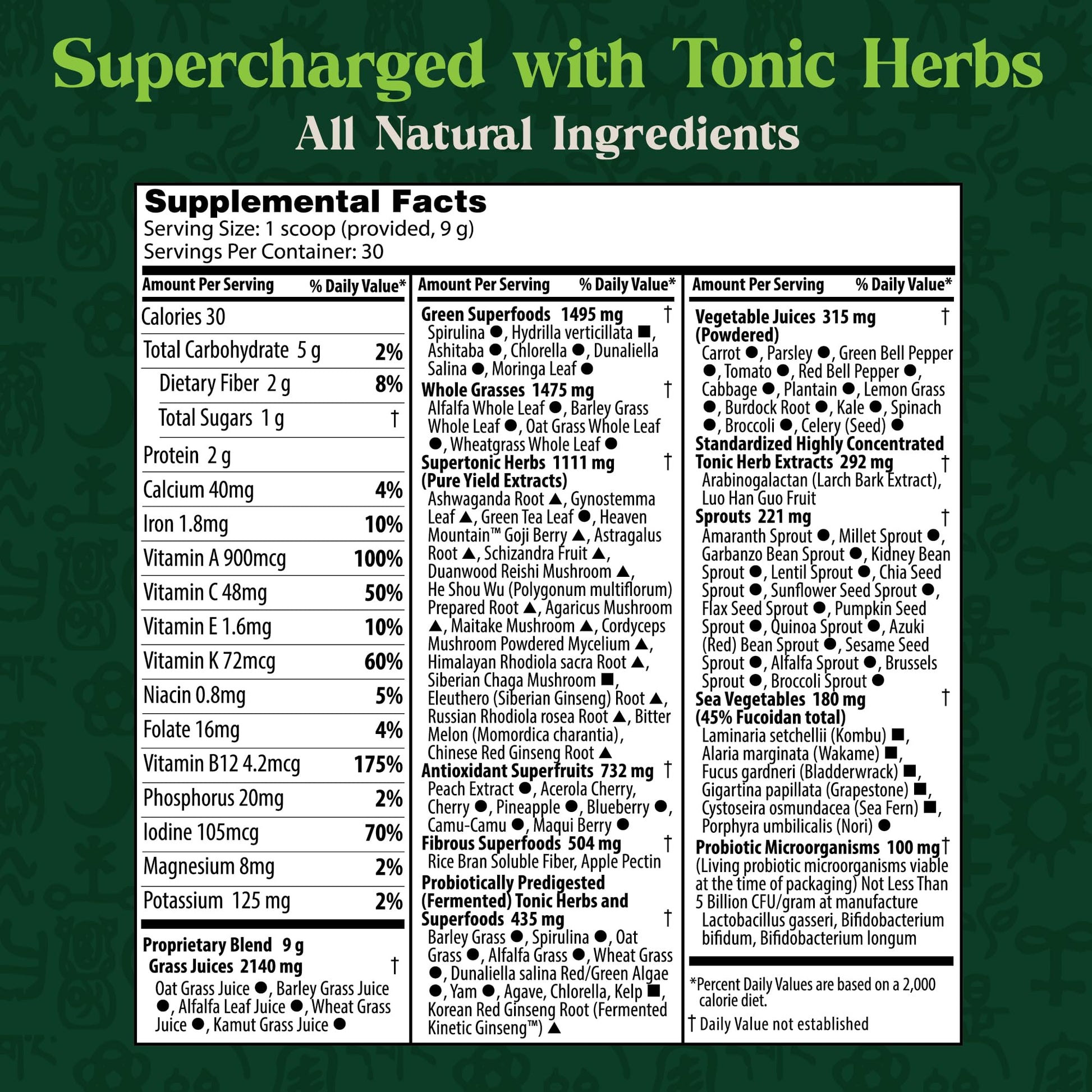 Dragon Herbs Tonic Alchemy Superfood Greens Powder with 91 Ingredients: Tonic Herbs, Ashwagandha, Mushrooms, Probiotics, Super Greens, Seaweeds, Fruits, Vegetables, Spirulina - 30 Servings Dragon Herbs buy supplements canada