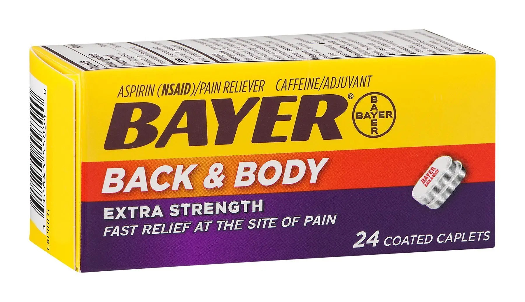 Bayer Back & Body Aspirin 500mg Coated Tablets, Pain Reliever with 32.5mg Caffeine, 24 Count Bayer buy supplements canada