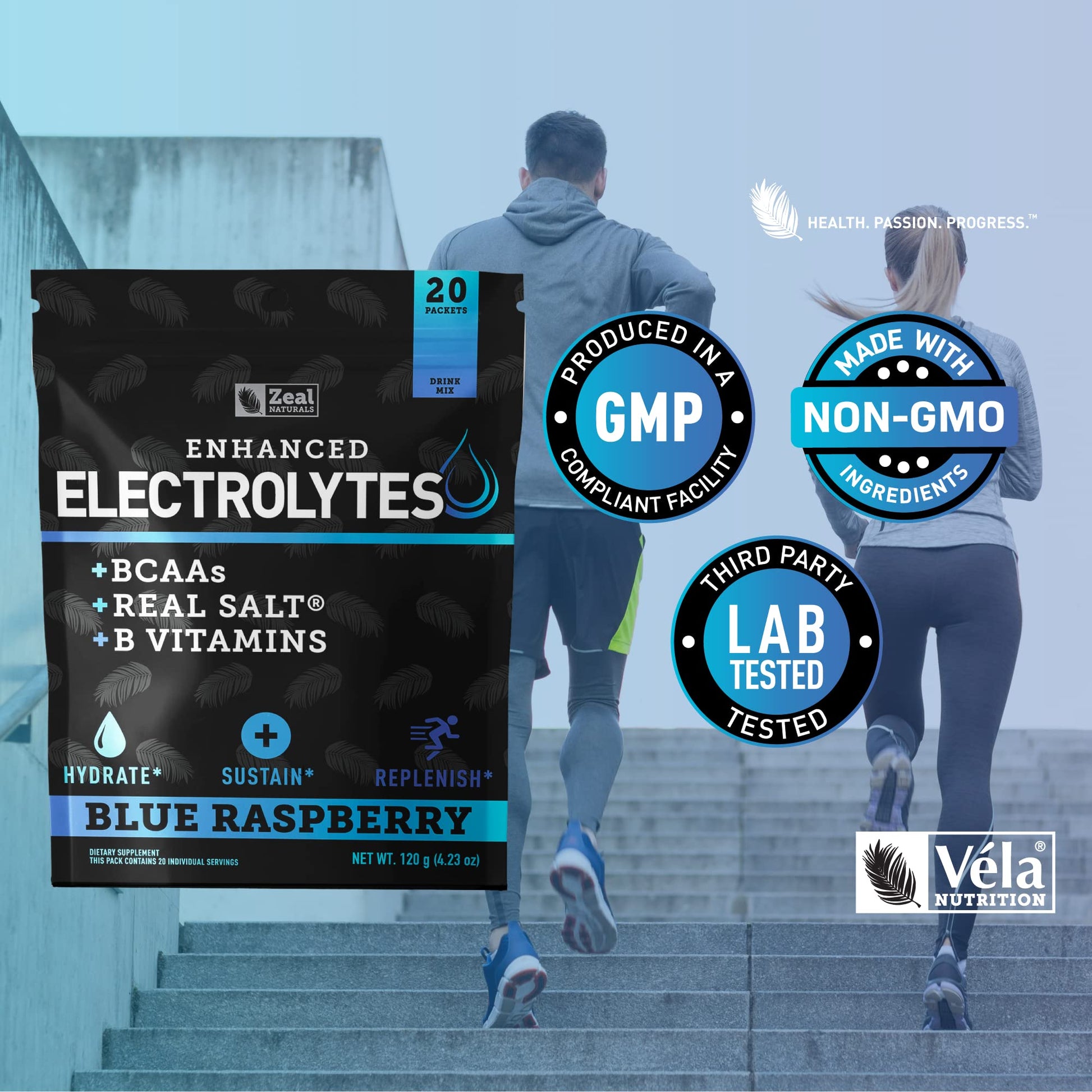 Enhanced Powder Stick Packs (Blue Raspberry - 20 Packets) Sugar Free + BCAA B-Vitamin Zeal Naturals buy supplements canada
